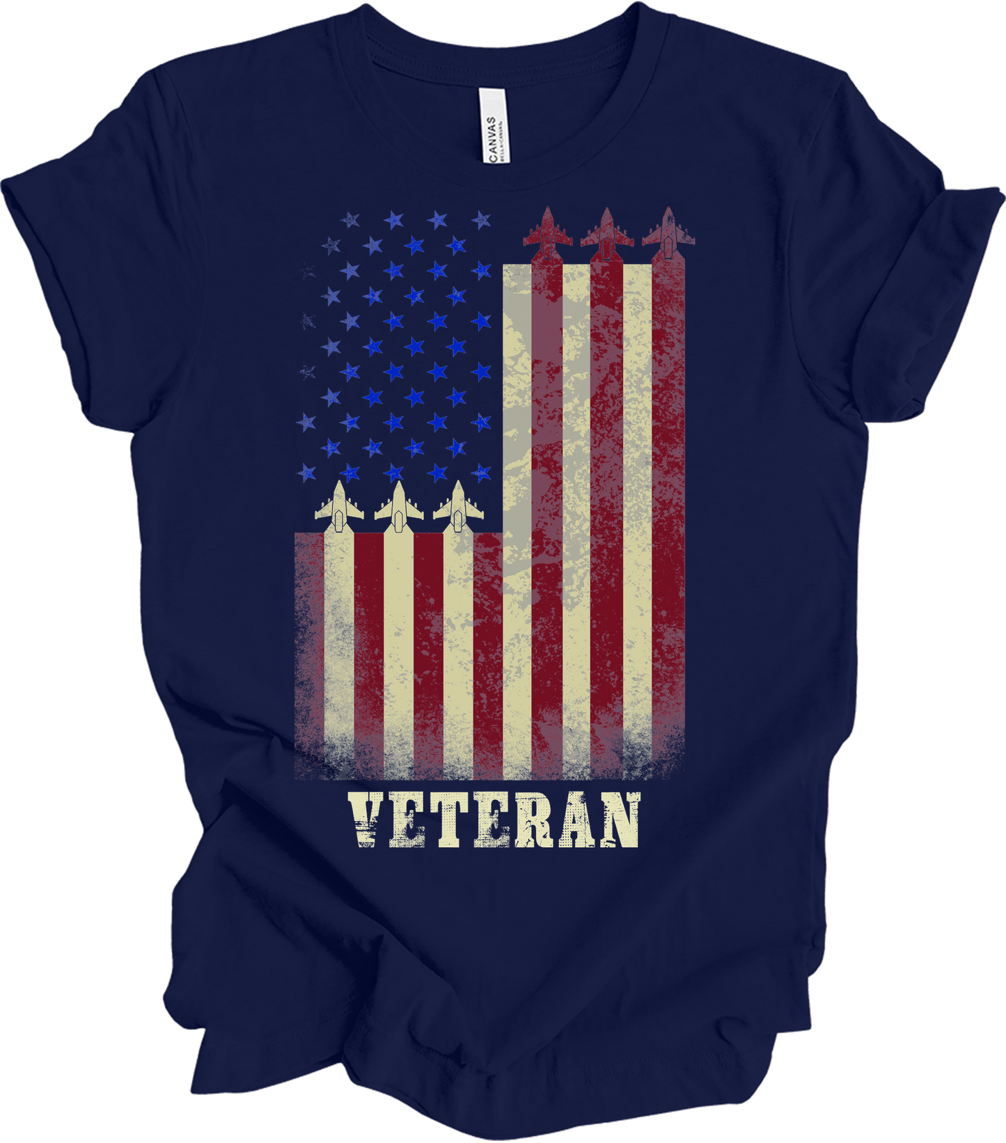 American Flag Veteran T-Shirt in Navy