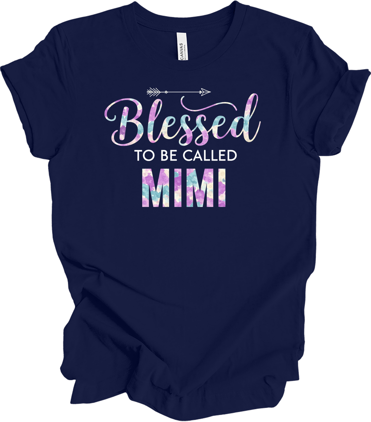Blessed Mimi Floral Gift T-Shirt in Navy
