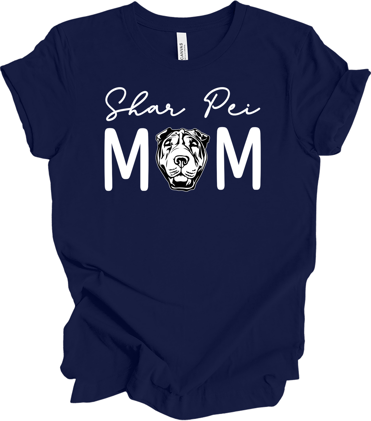 Shar Pei Mom Gift T-Shirt in Navy