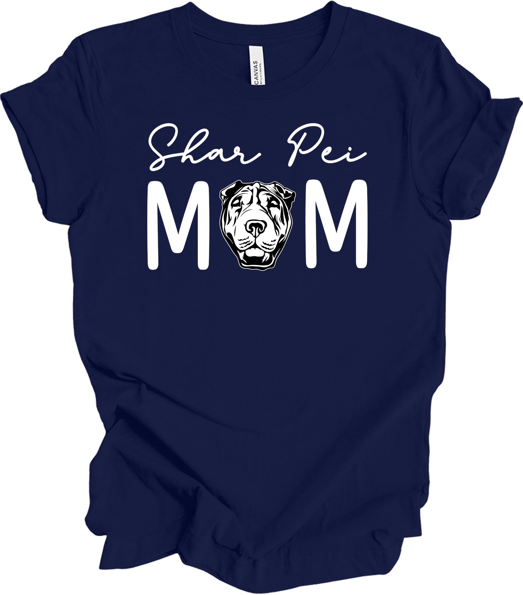 Shar Pei Mom Gift T-Shirt in Navy