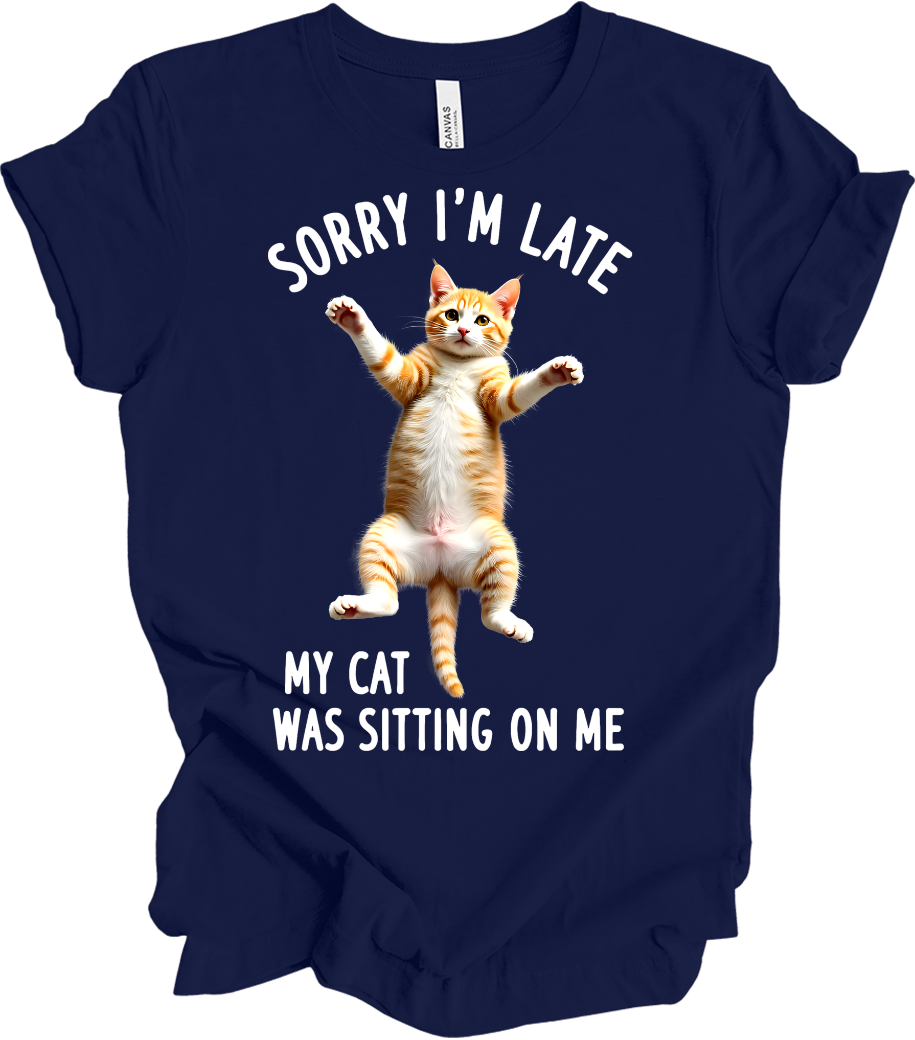 Sorry I'm Late Cat Dance T-Shirt in Navy