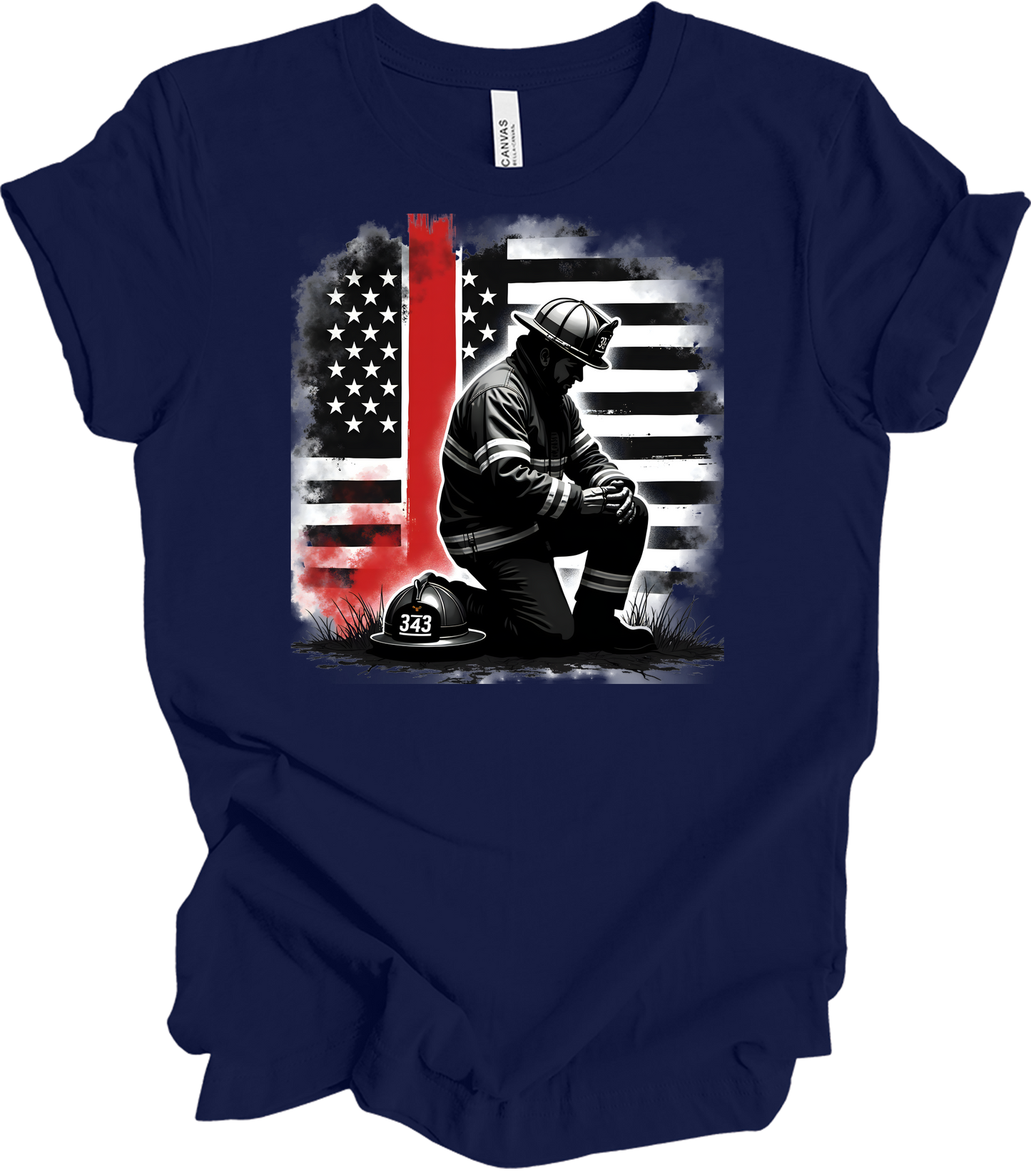 Firefighter Flag Tribute T-Shirt in Navy