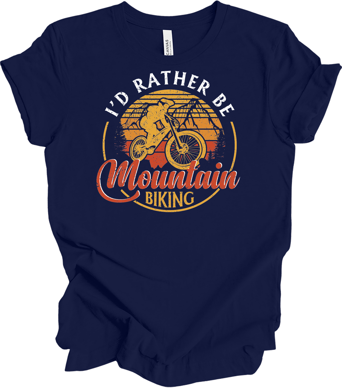 Mountain Biking Retro Vintage MTB T-Shirt in Navy