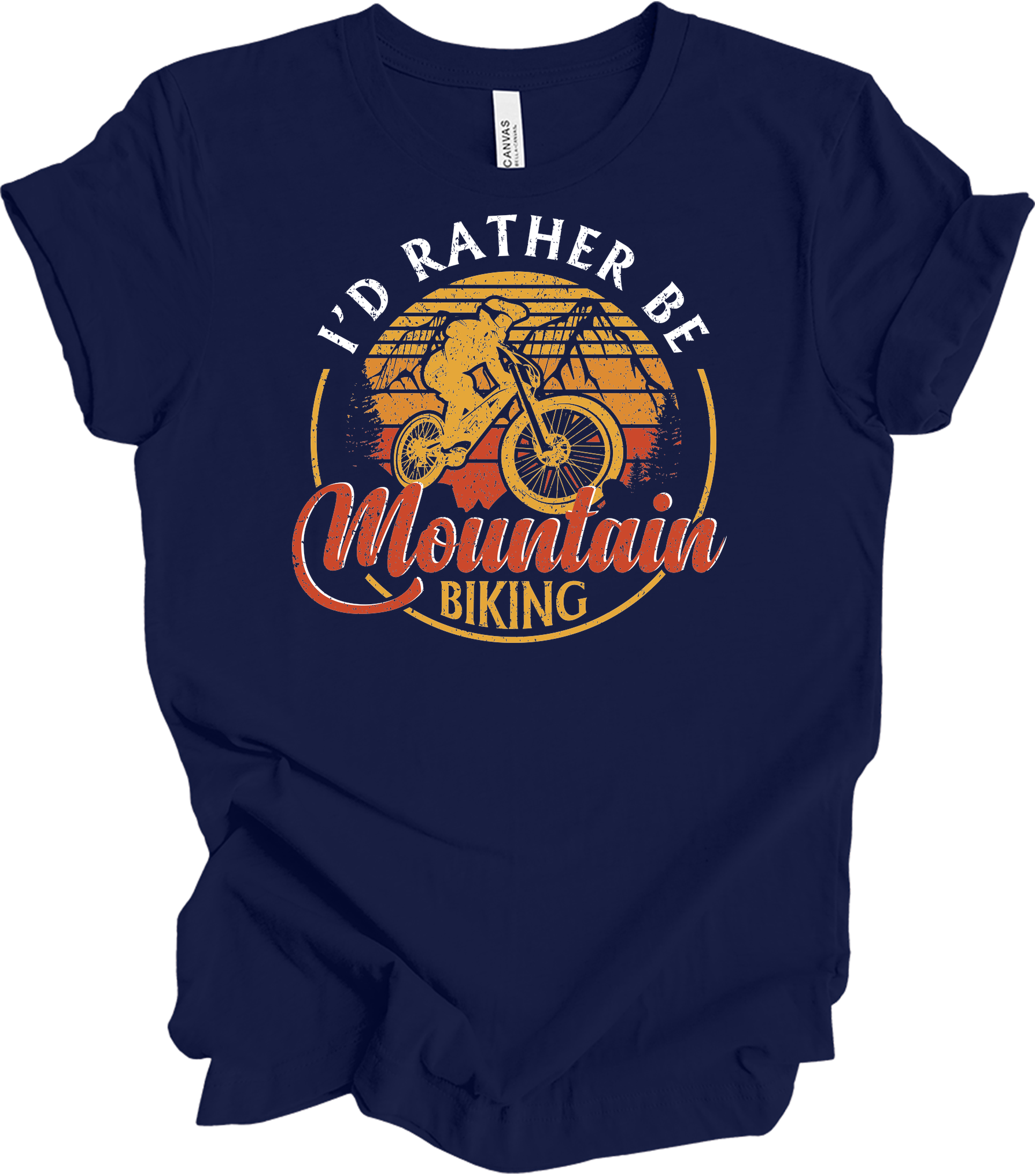 Mountain Biking Retro Vintage MTB T-Shirt in Navy