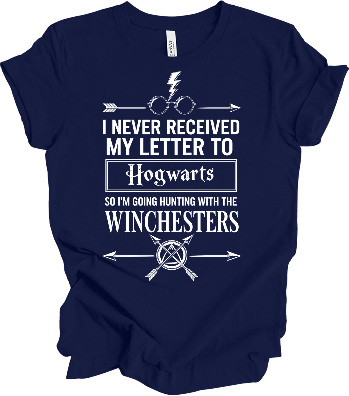 Hogwarts Letter & Winchesters T-Shirt in Navy