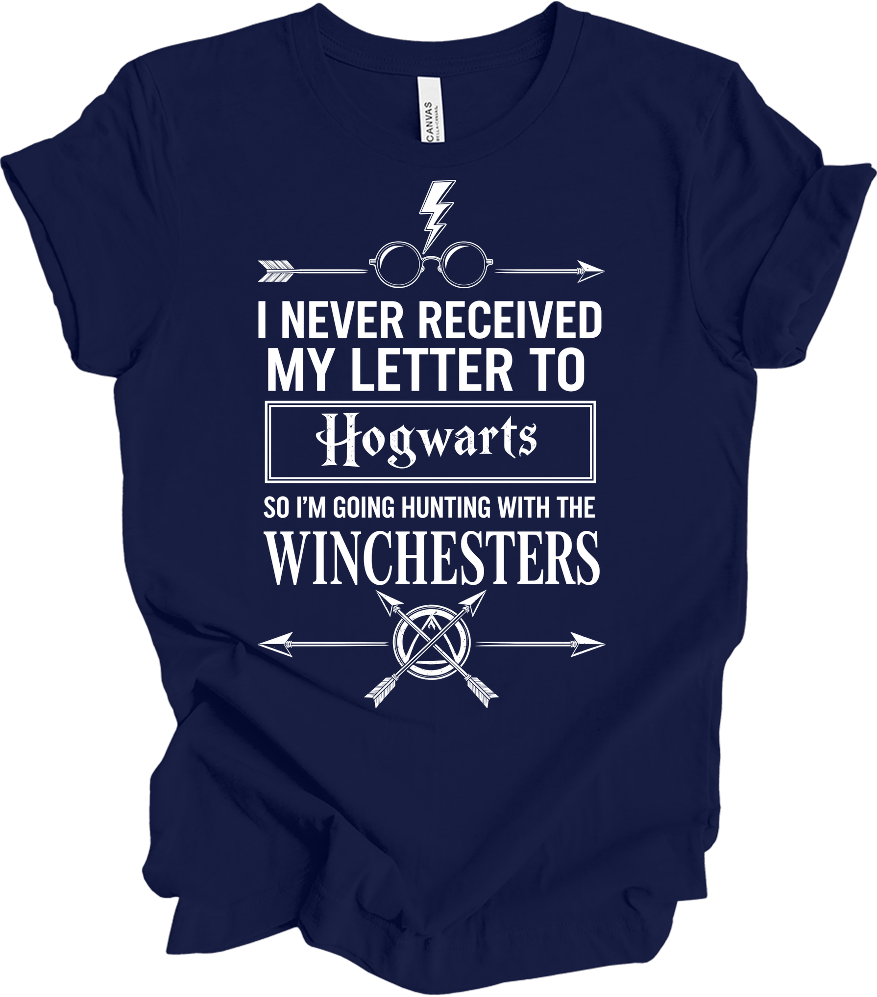 Hogwarts Letter & Winchesters T-Shirt in Navy
