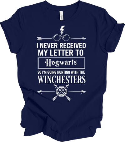 Hogwarts Letter & Winchesters T-Shirt in Navy