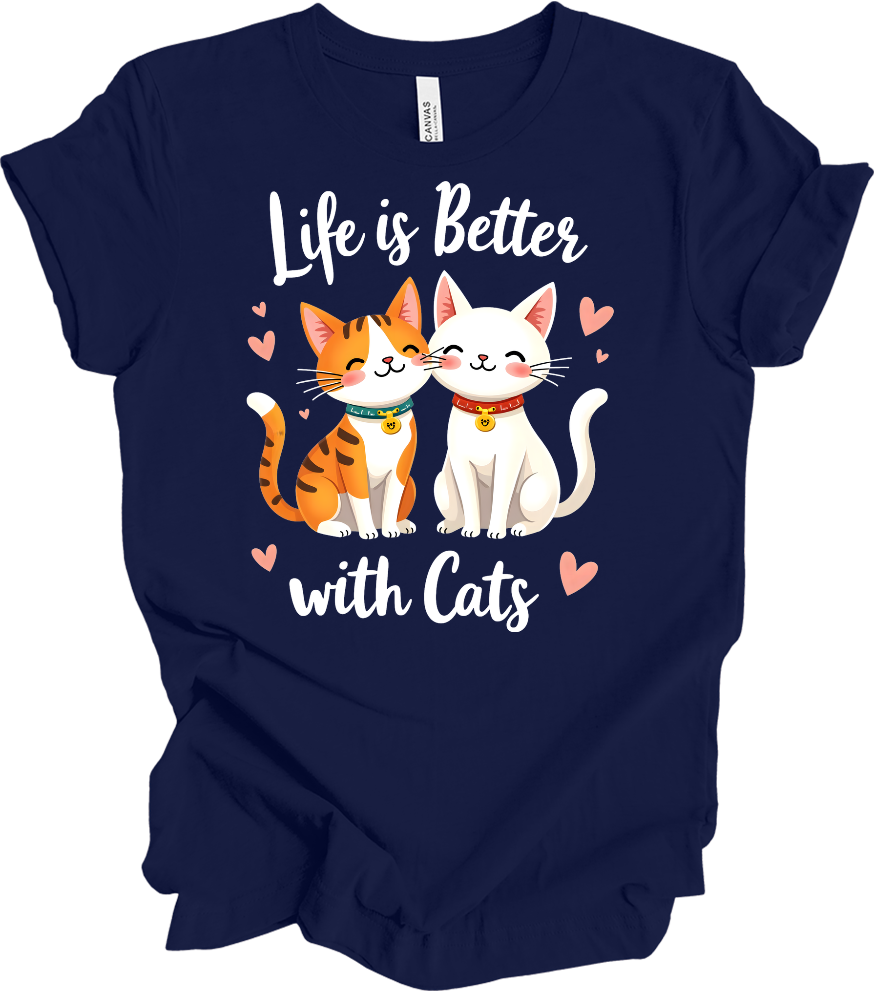 Life is Better with Cats T-Shirt in Navy