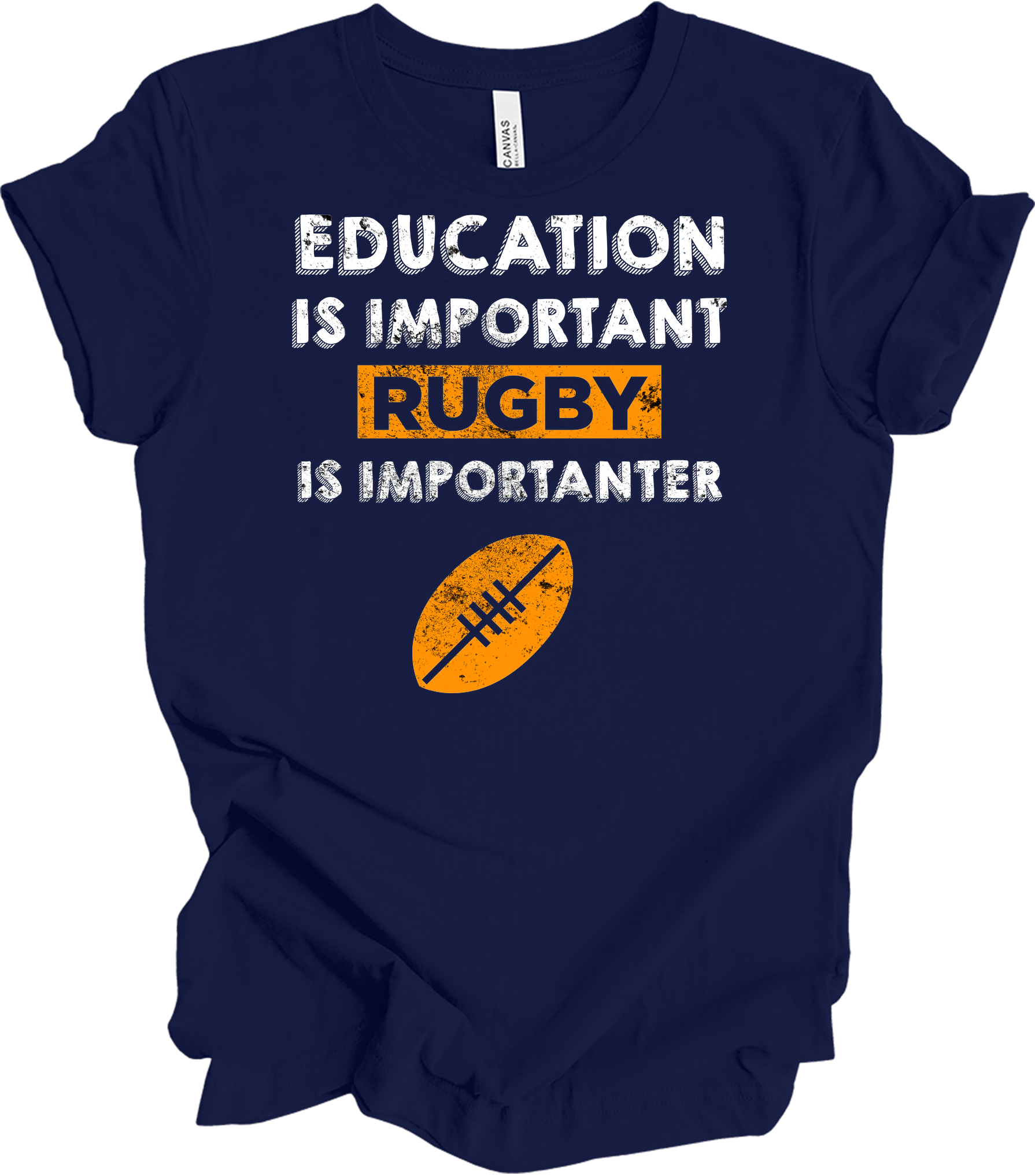 Rugby Is Importanter Funny Sports T-Shirt in Navy
