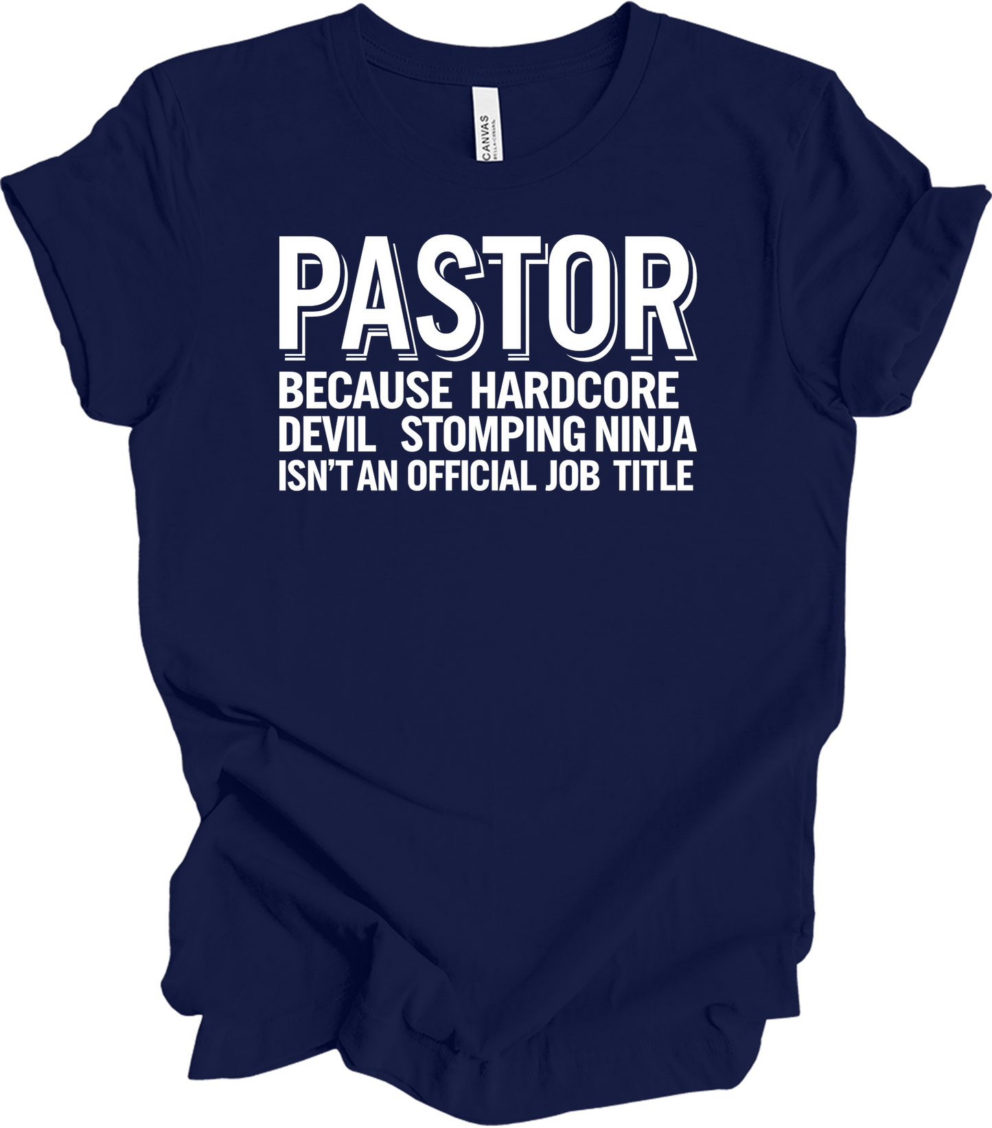 Pastor Typography Humor T-Shirt in Navy