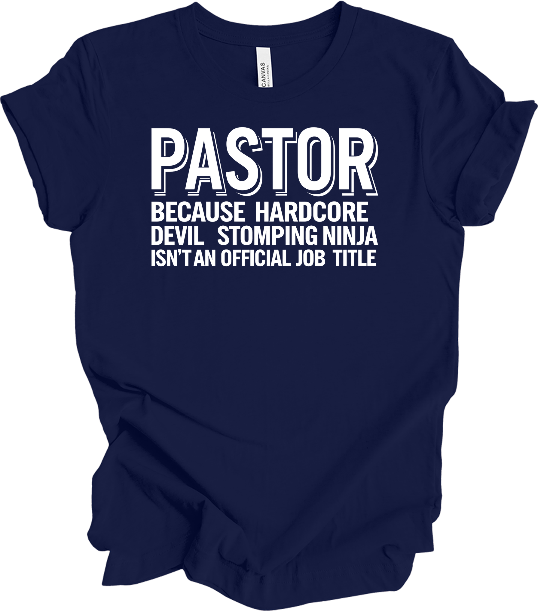 Pastor Typography Humor T-Shirt in Navy