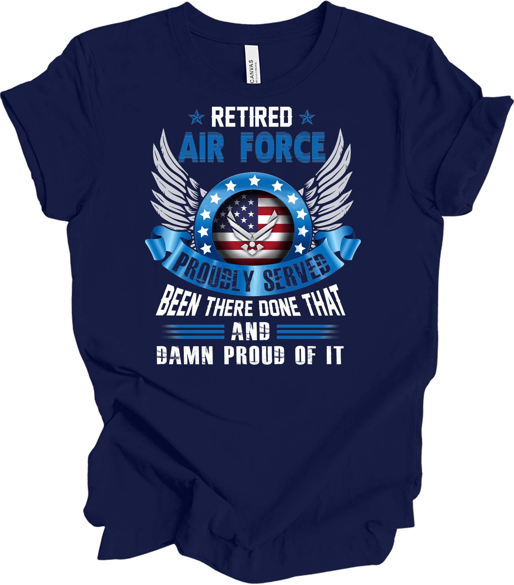 Retired Air Force Veteran T-Shirt in Navy