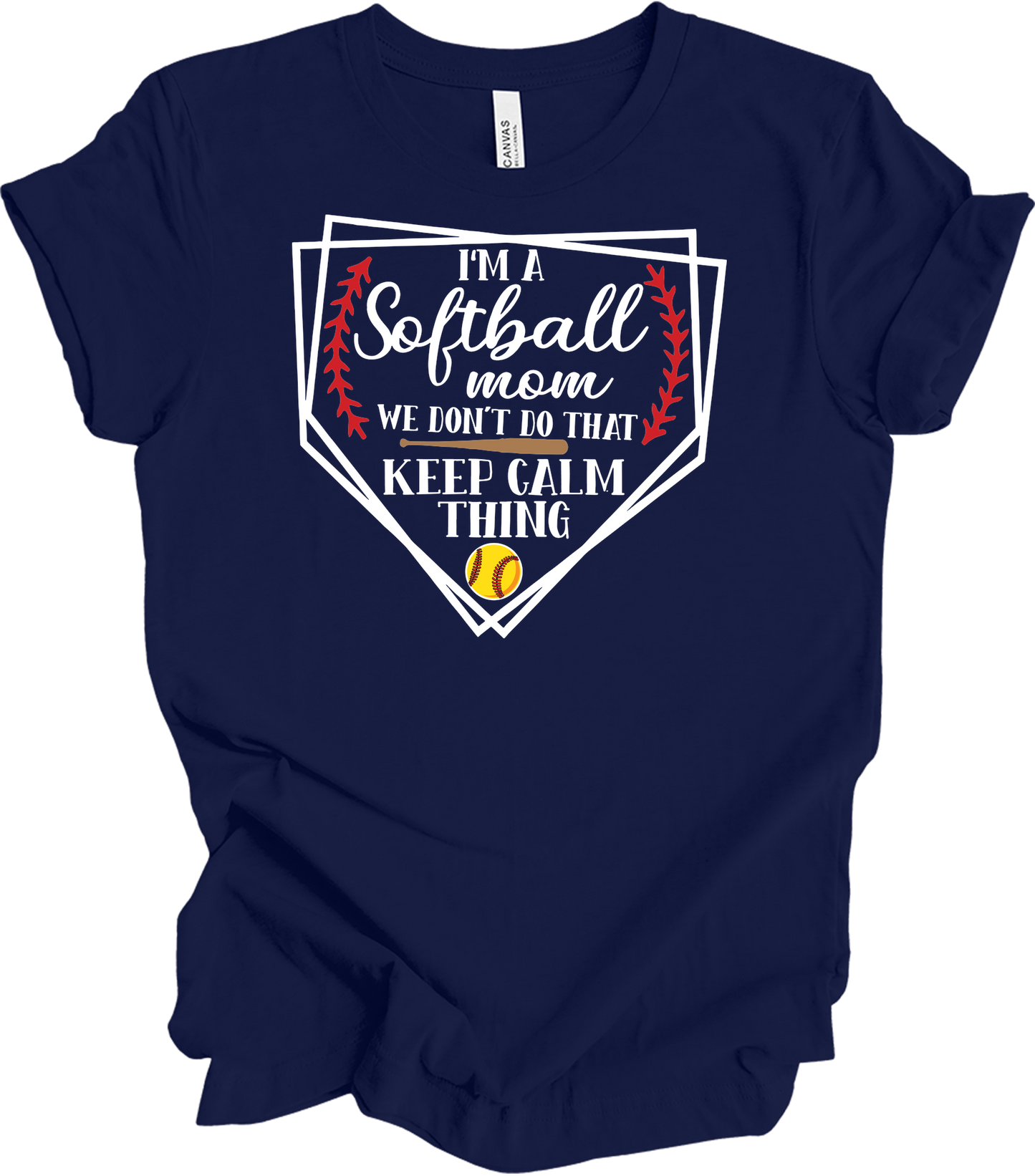 Softball Mom - Cute Sports Mom Gift Design T-Shirt in Navy