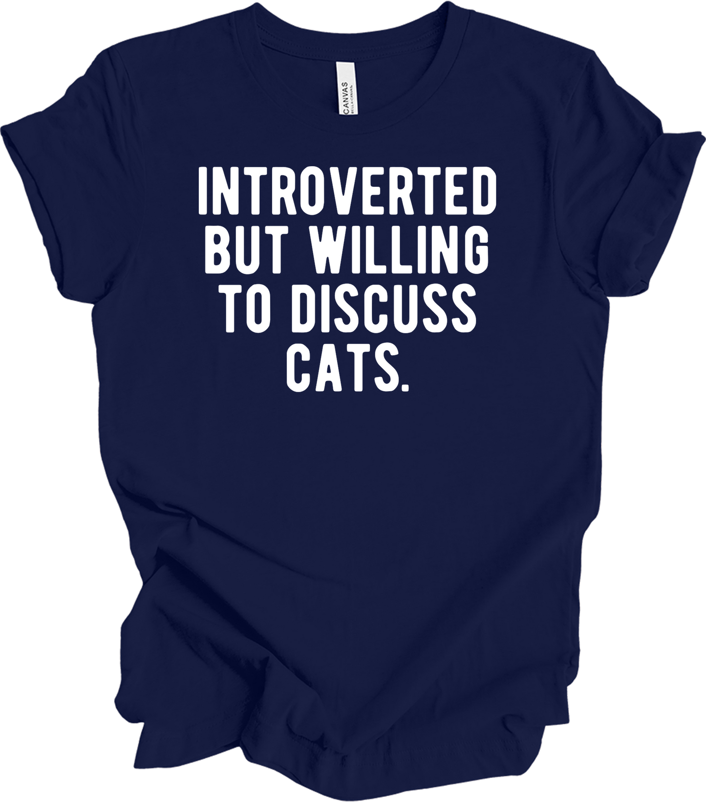 Introverted Discuss Cats T-Shirt in Navy