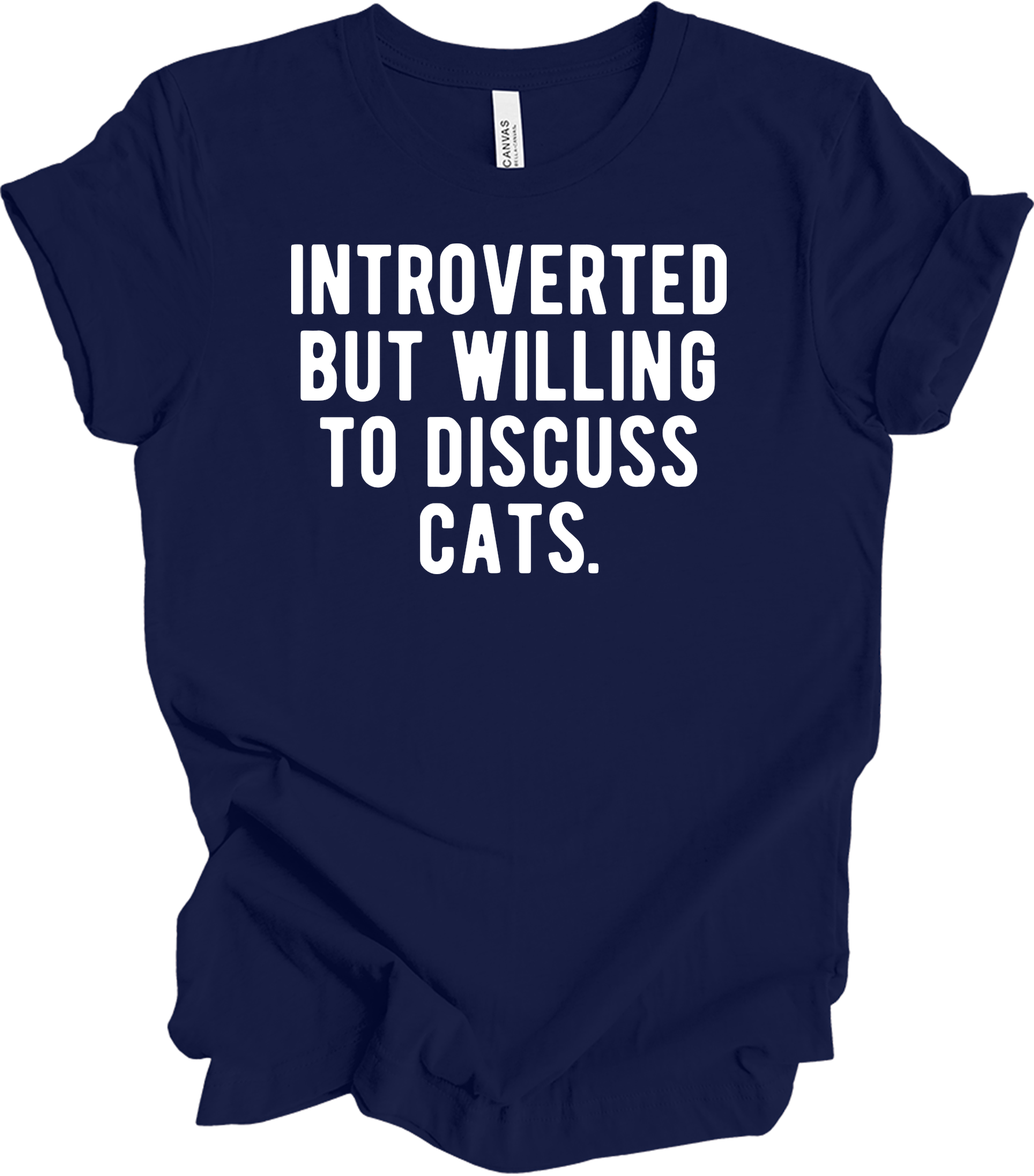 Introverted Discuss Cats T-Shirt in Navy