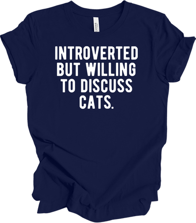 Introverted Discuss Cats T-Shirt in Navy