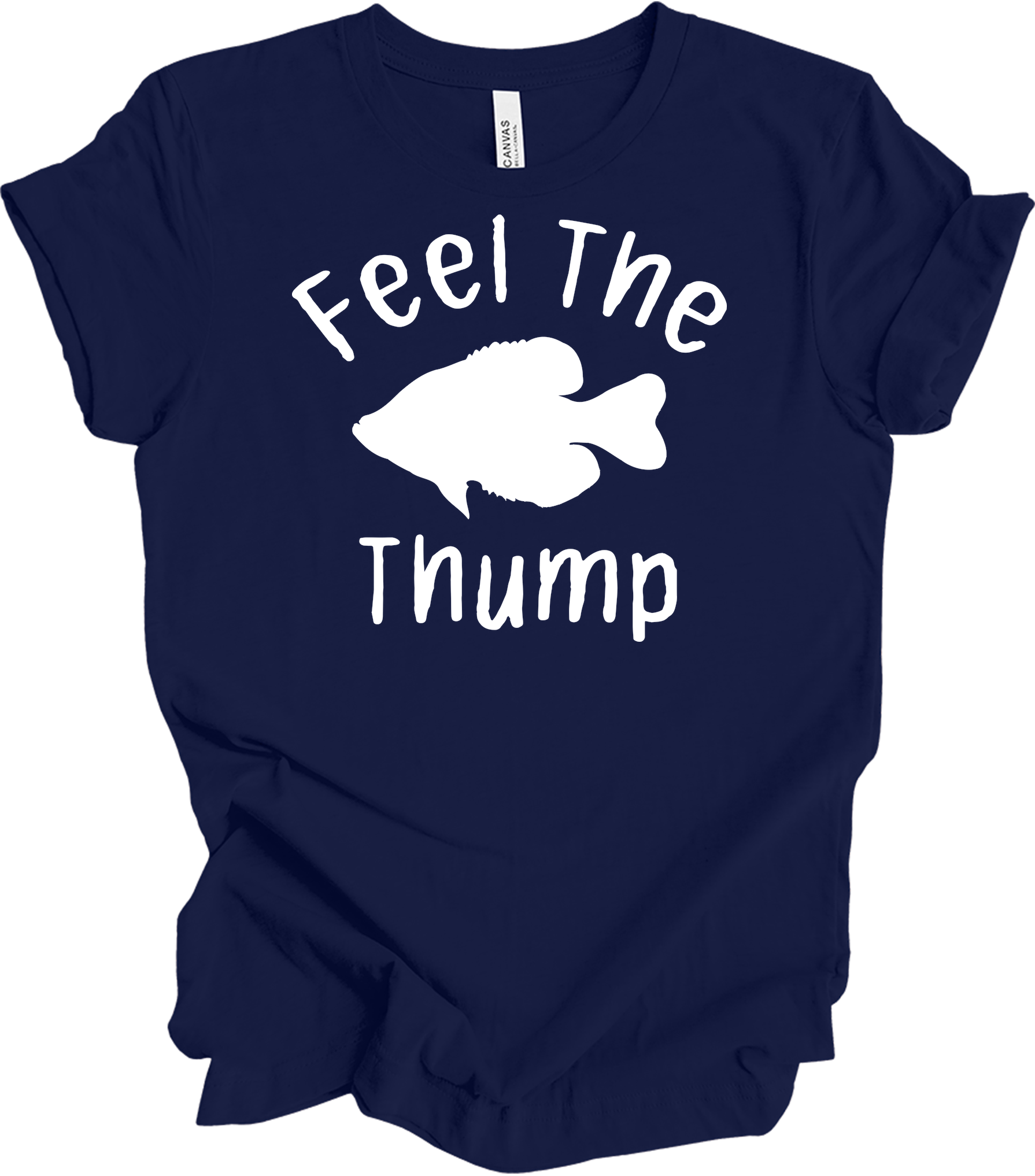 Feel The Thump Crappie Fishing T-Shirt in Navy