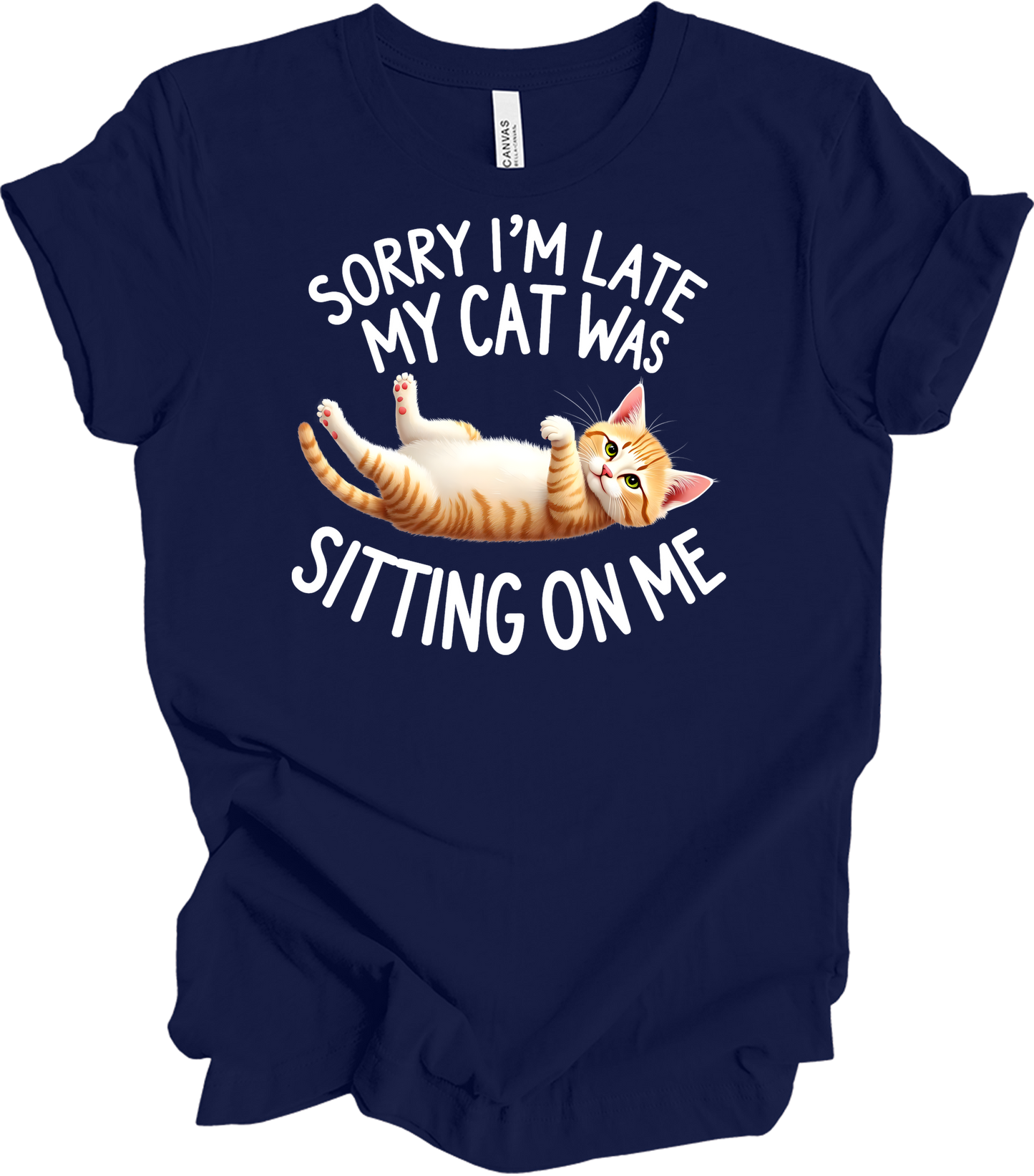 Sorry I'm Late My Cat T-Shirt in Navy