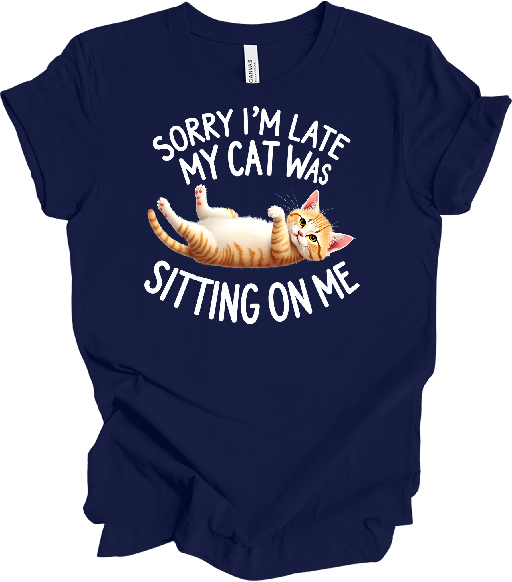 Sorry I'm Late My Cat T-Shirt in Navy