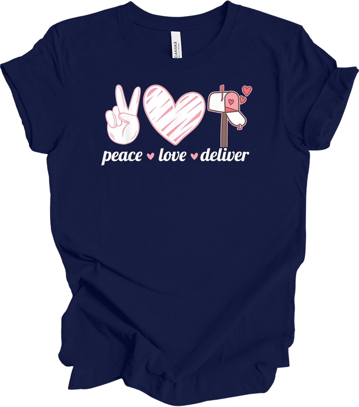 Peace Love Deliver T-Shirt in Navy