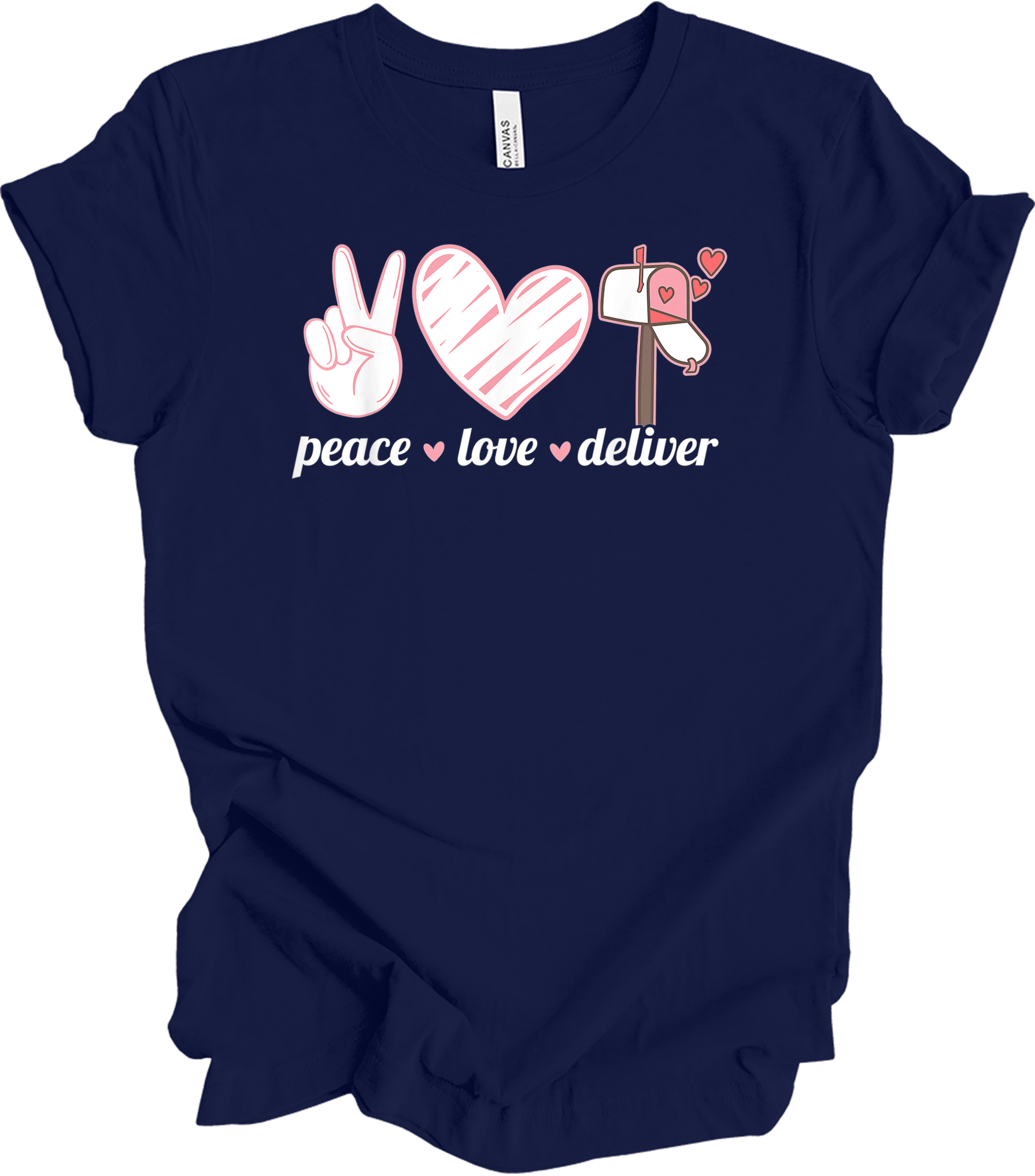 Peace Love Deliver T-Shirt in Navy
