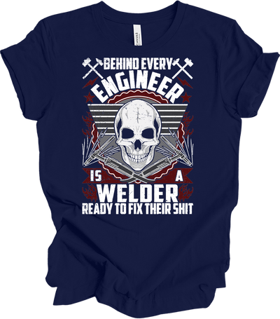 Welder Because Engineers Need Heroes - Funny Welding Gift T-Shirt in Navy