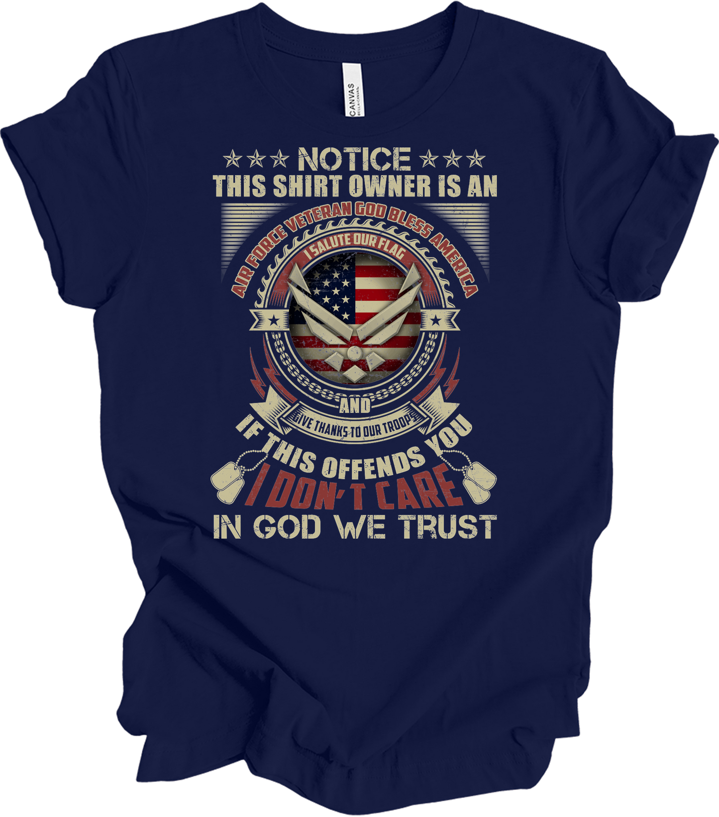 Air Force Veteran US Military Patriotic T-Shirt in Navy