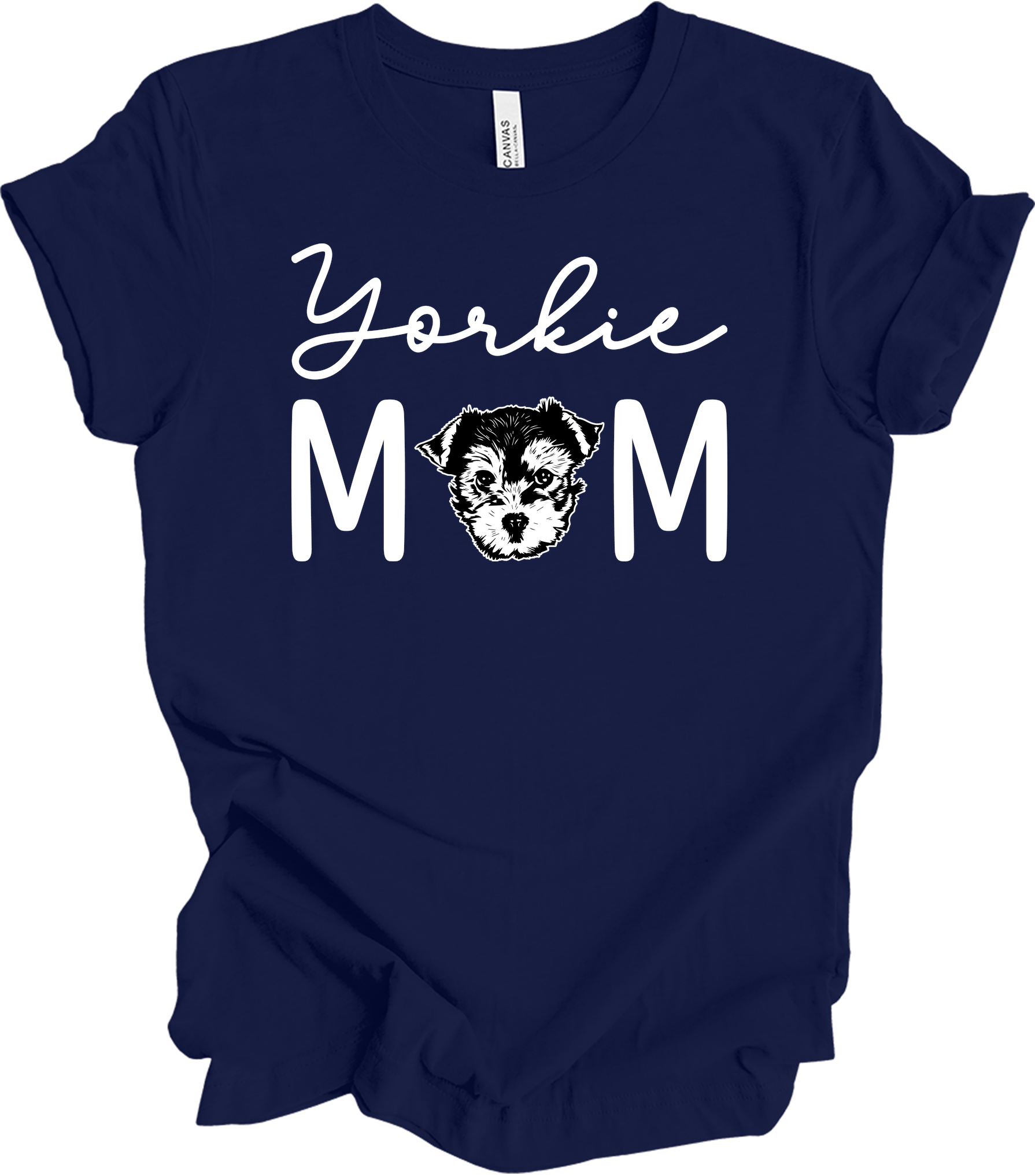 Yorkie Mom - Cute Yorkshire Terrier Dog Mom T-Shirt in Navy