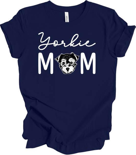 Yorkie Mom - Cute Yorkshire Terrier Dog Mom T-Shirt in Navy