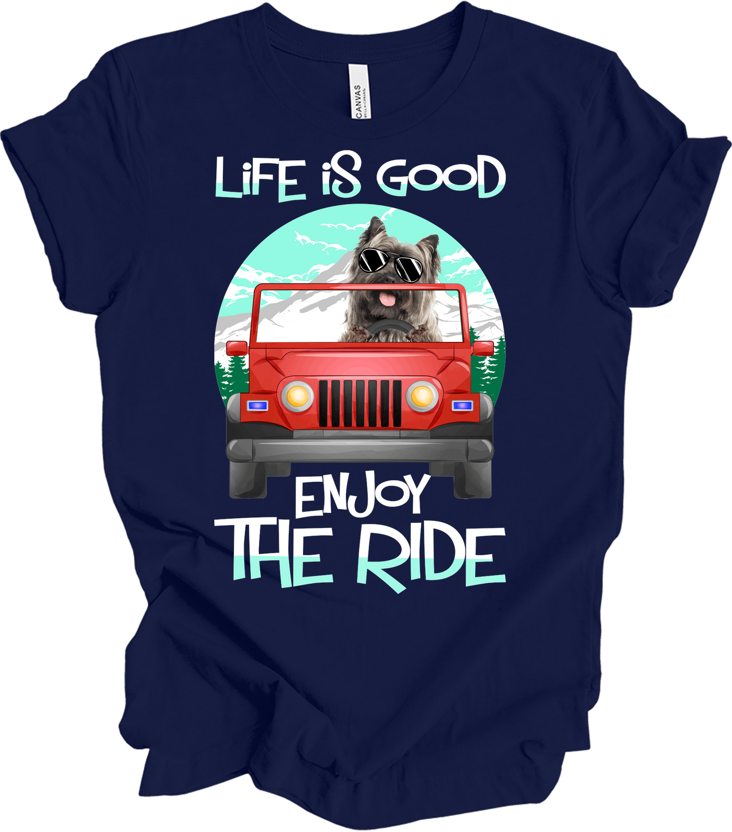 Life is Good Jeep Dog T-Shirt in Navy