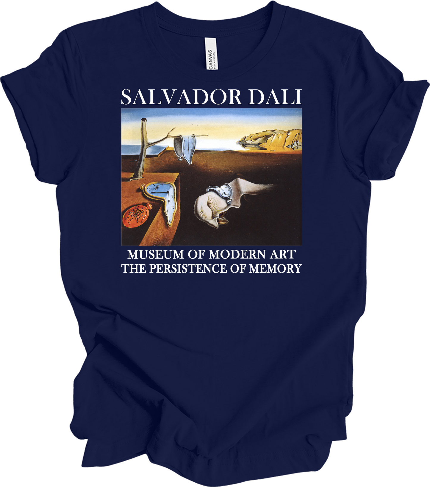 Salvador Dali The Persistence of Memory Art T-Shirt in Navy