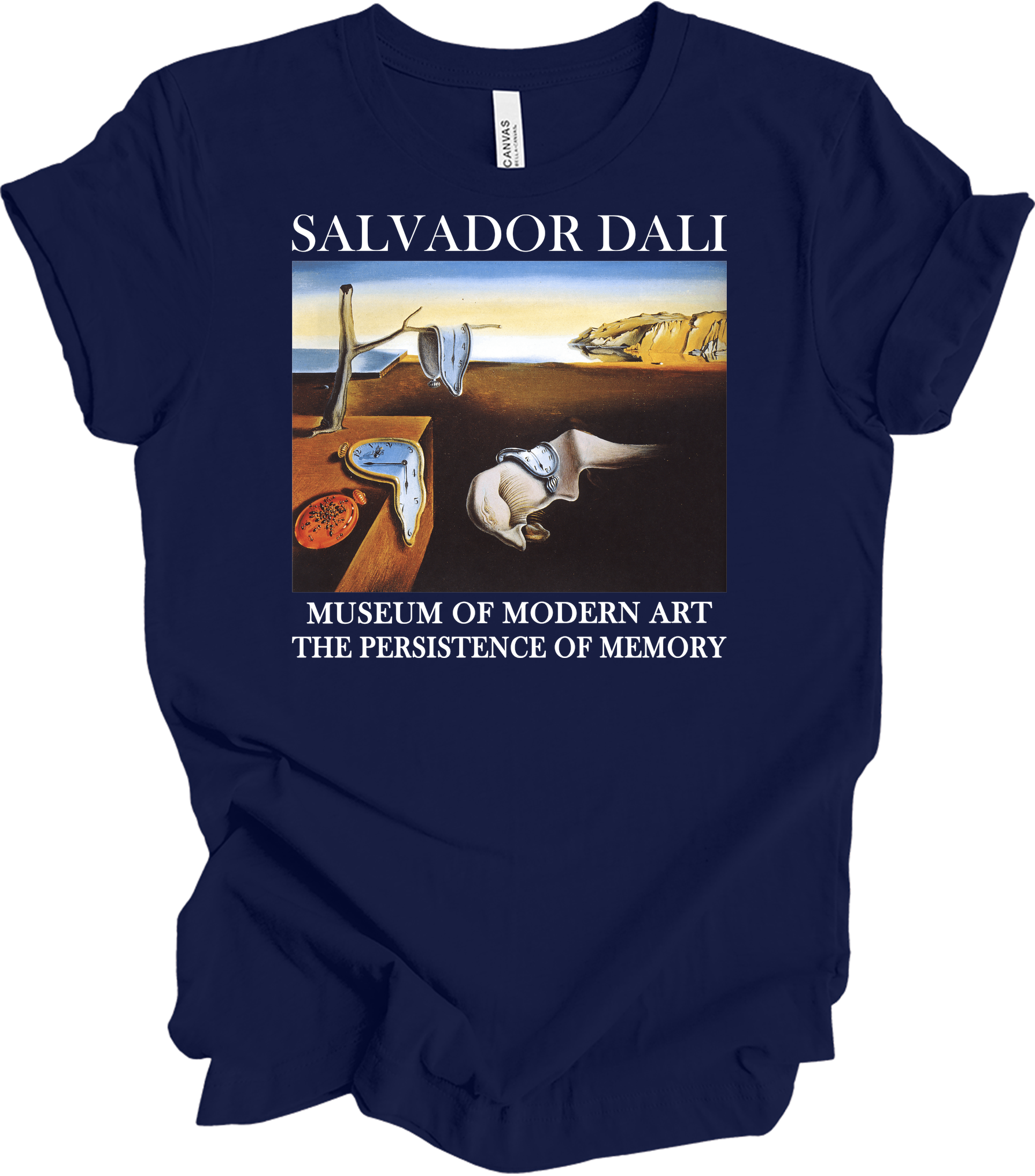 Salvador Dali The Persistence of Memory Art T-Shirt in Navy