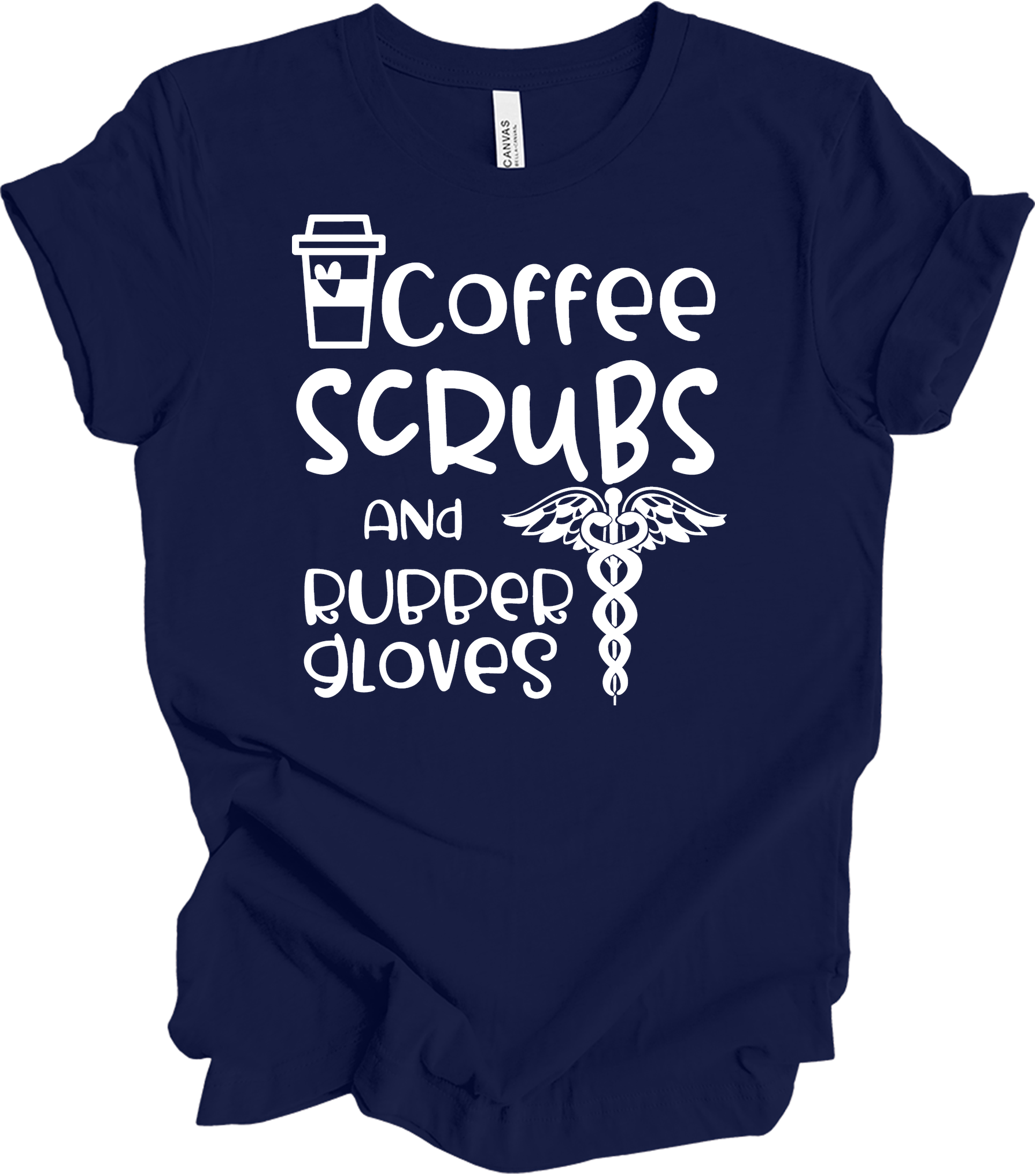 Coffee Scrubs Nurse T-Shirt in Navy
