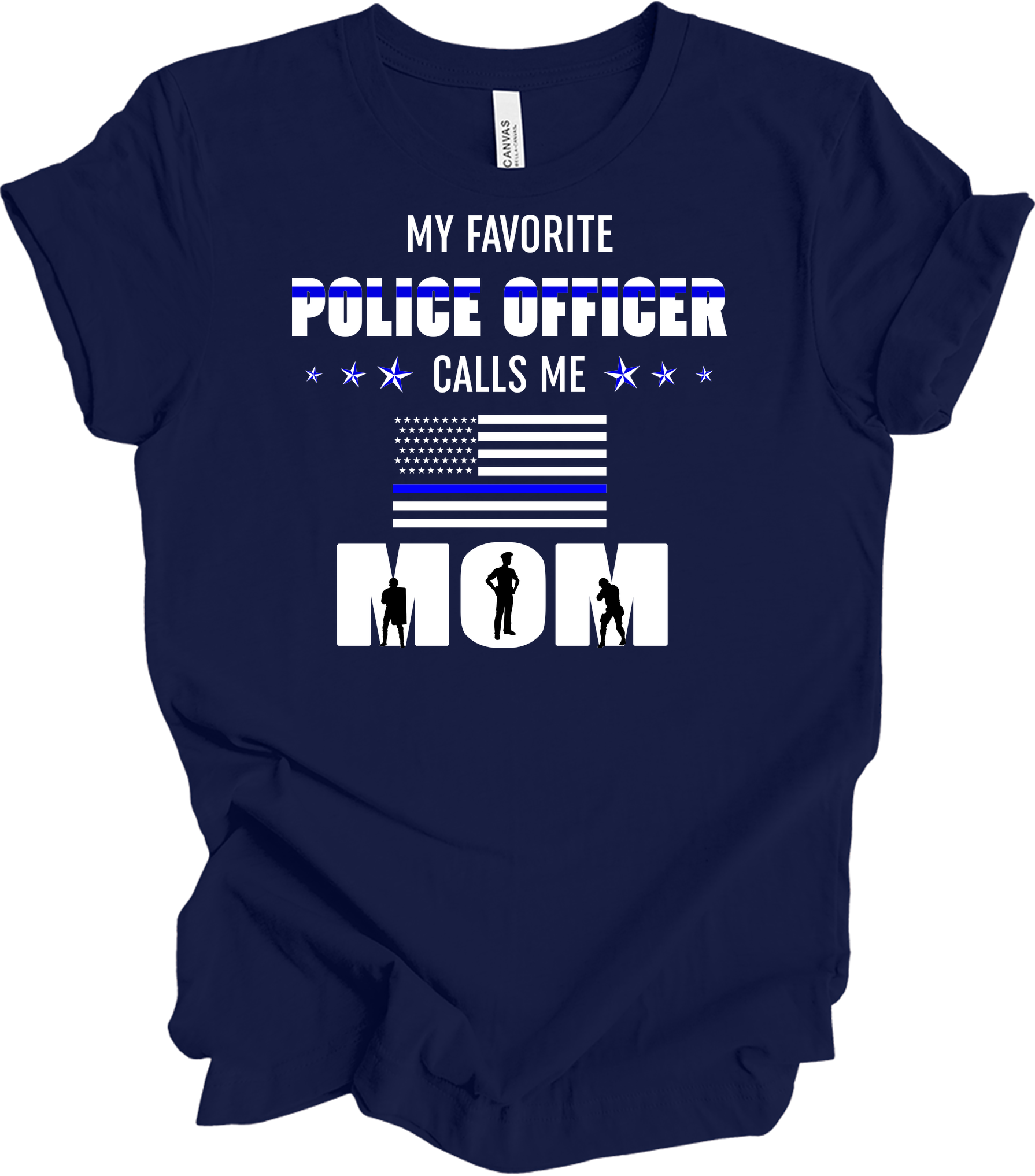 Police Officer Calls Me Mom T-Shirt in Navy