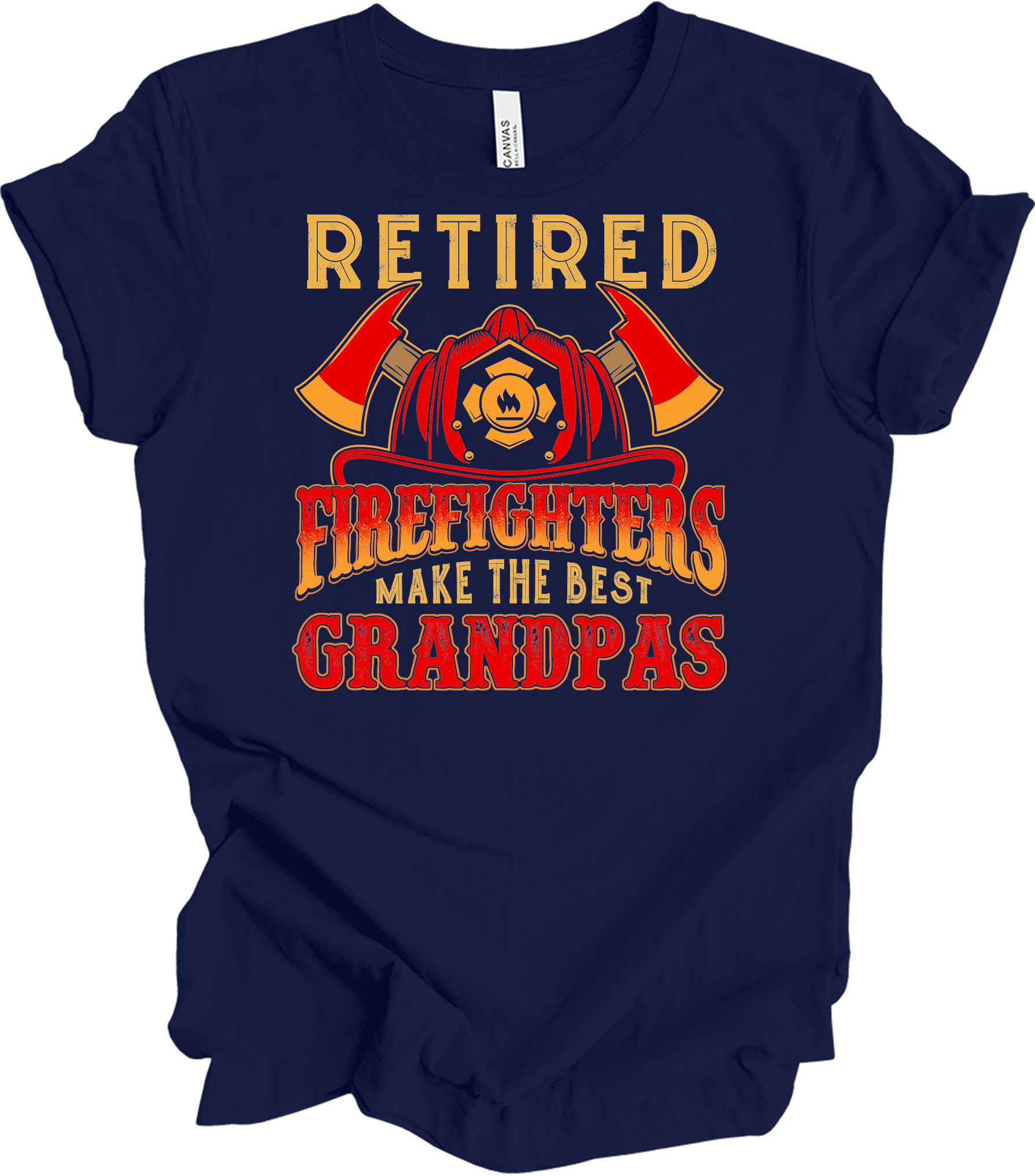 Retired Firefighter Grandpa T-Shirt in Navy