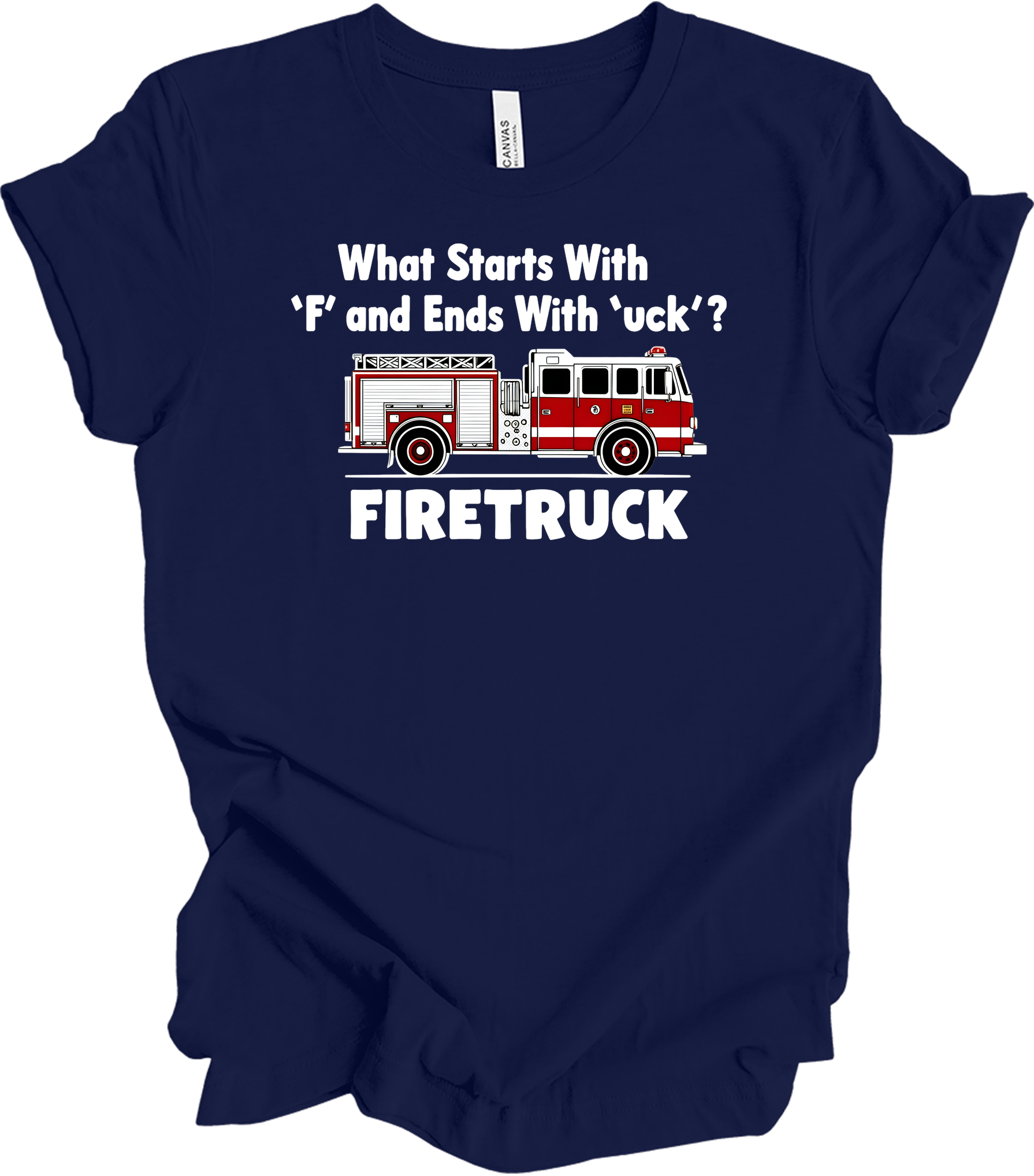Funny Fire Truck T-Shirt in Navy
