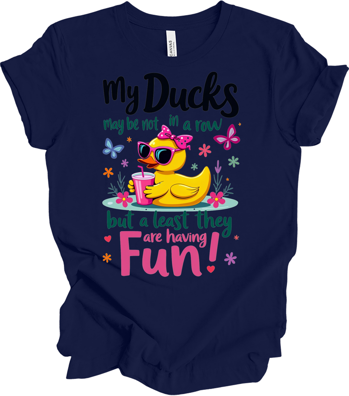 Ducks Not in a Row Fun T-Shirt in Navy