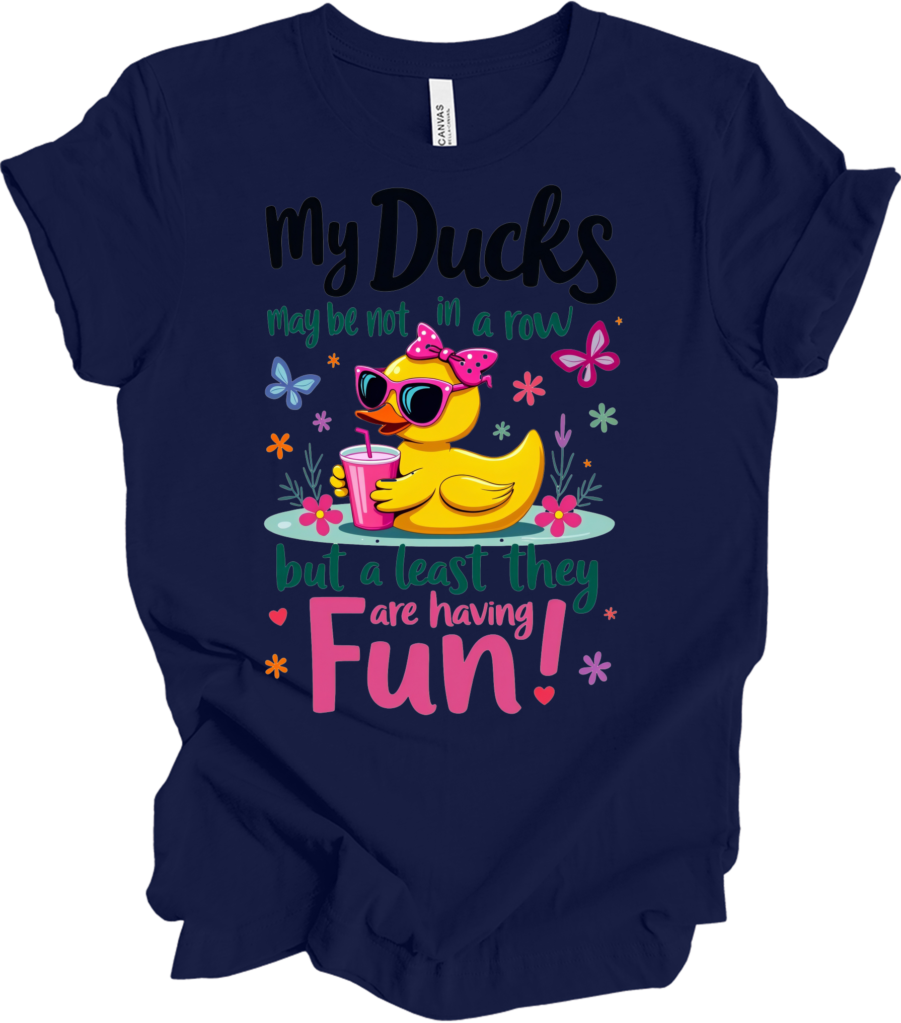 Ducks Not in a Row Fun T-Shirt in Navy