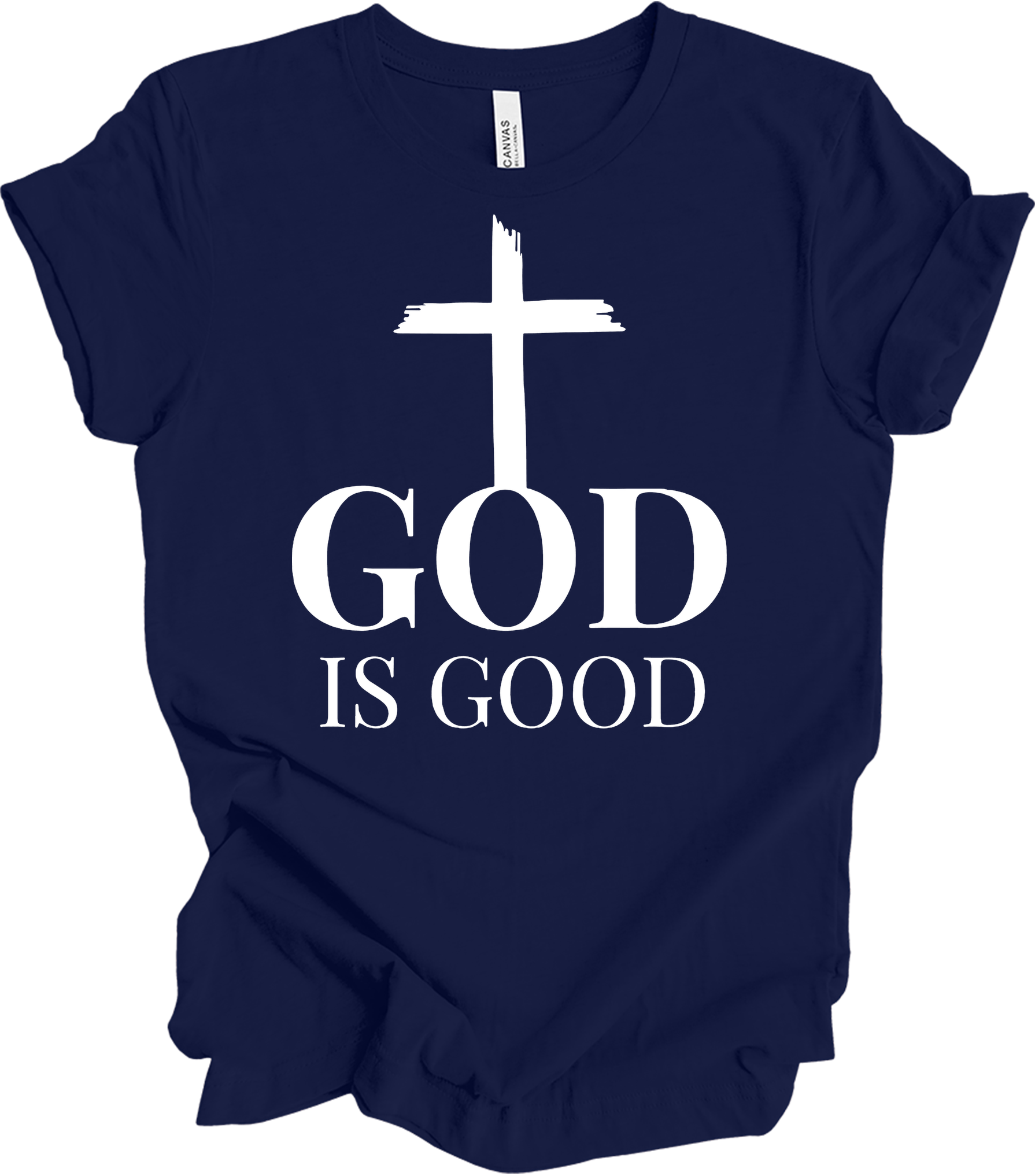 God Is Good Cross - Faith Apparel T-Shirt in Navy