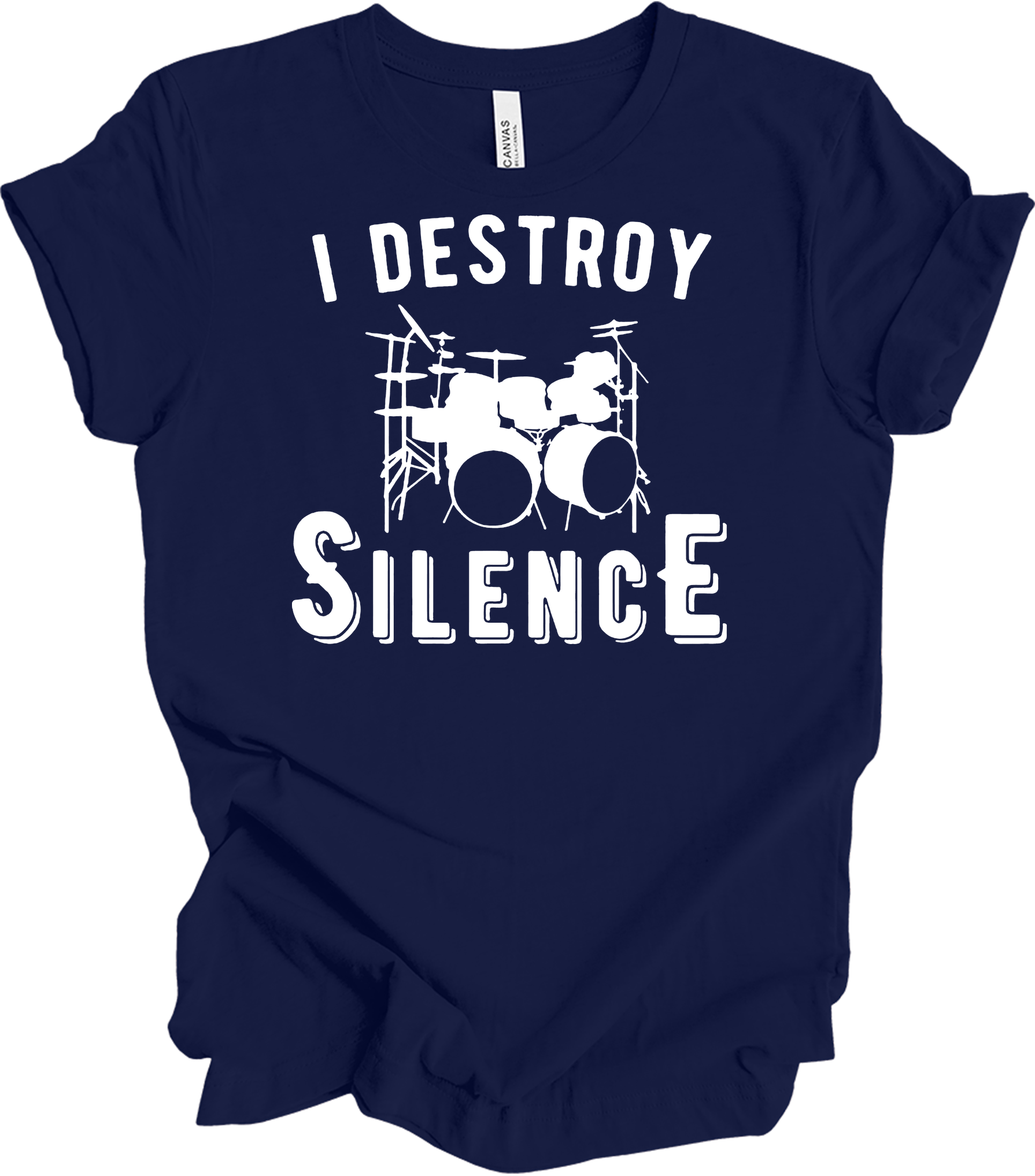 I Destroy Silence Drummer T-Shirt in Navy
