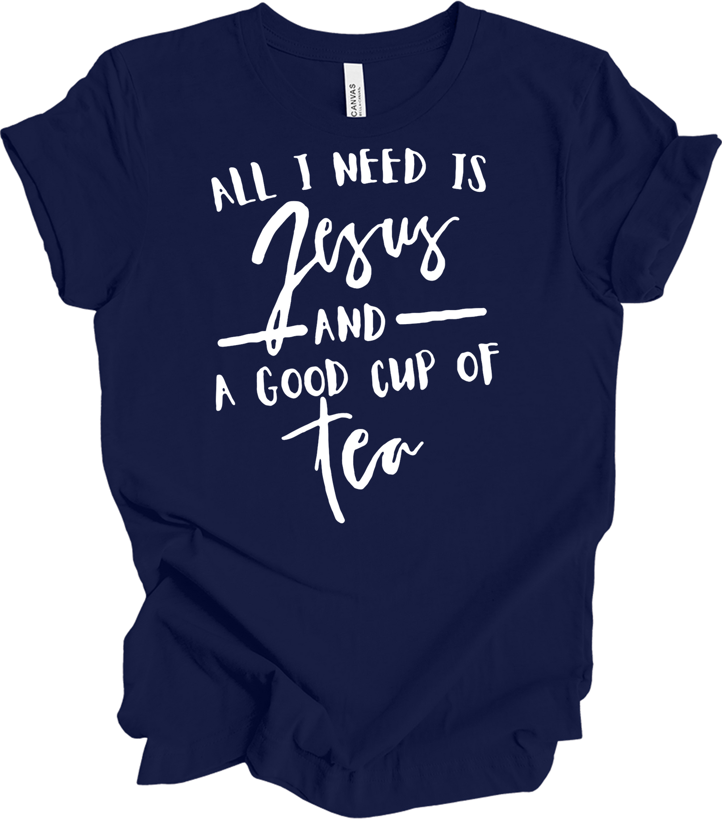 Tea and Jesus - Christian Tea Lover Faith T-Shirt in Navy