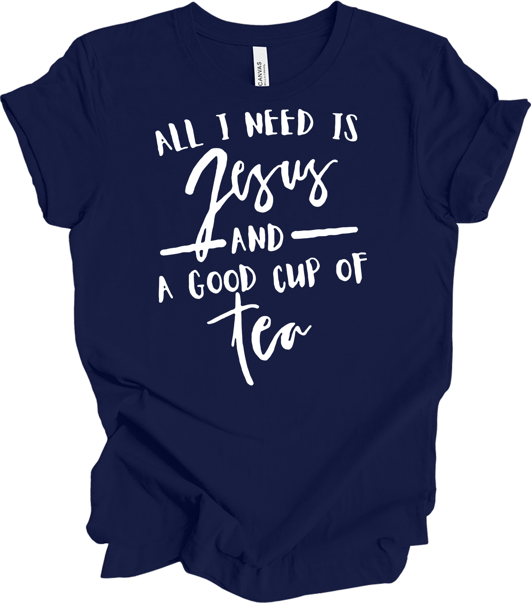 Tea and Jesus - Christian Tea Lover Faith T-Shirt in Navy