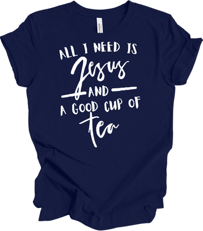 Tea and Jesus - Christian Tea Lover Faith T-Shirt in Navy