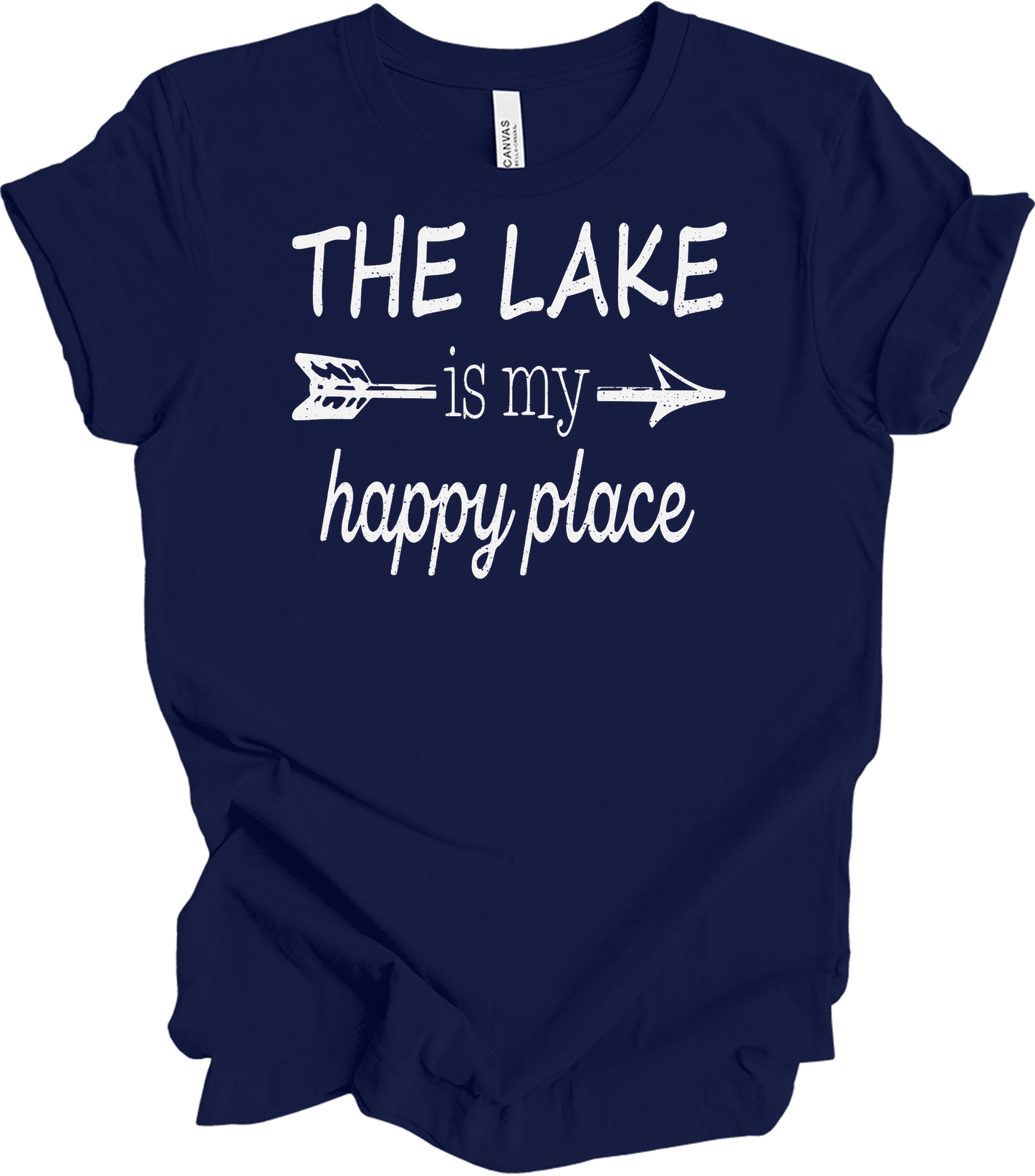 The Lake Is My Happy Place T-Shirt in Navy