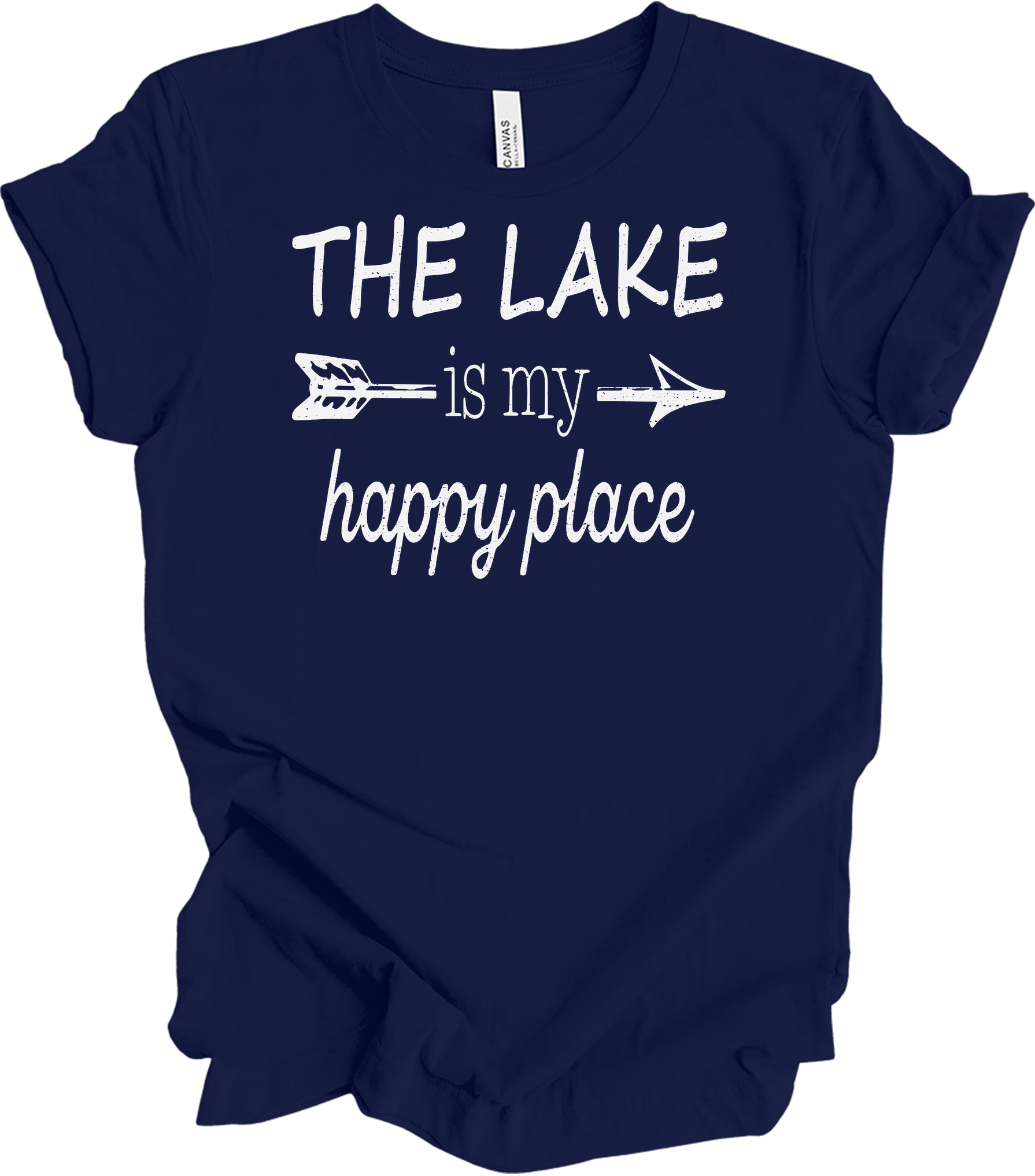 The Lake Is My Happy Place T-Shirt in Navy