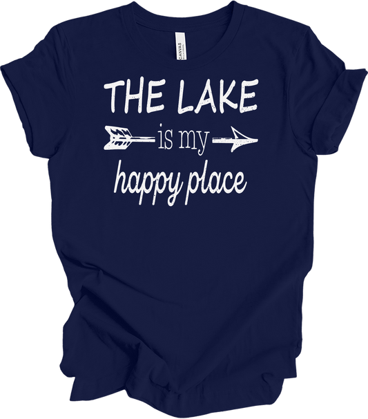 The Lake Is My Happy Place T-Shirt in Navy