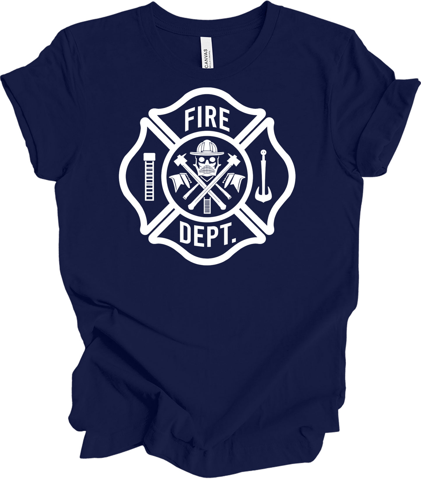 Fire Dept Skull & Axes T-Shirt in Navy