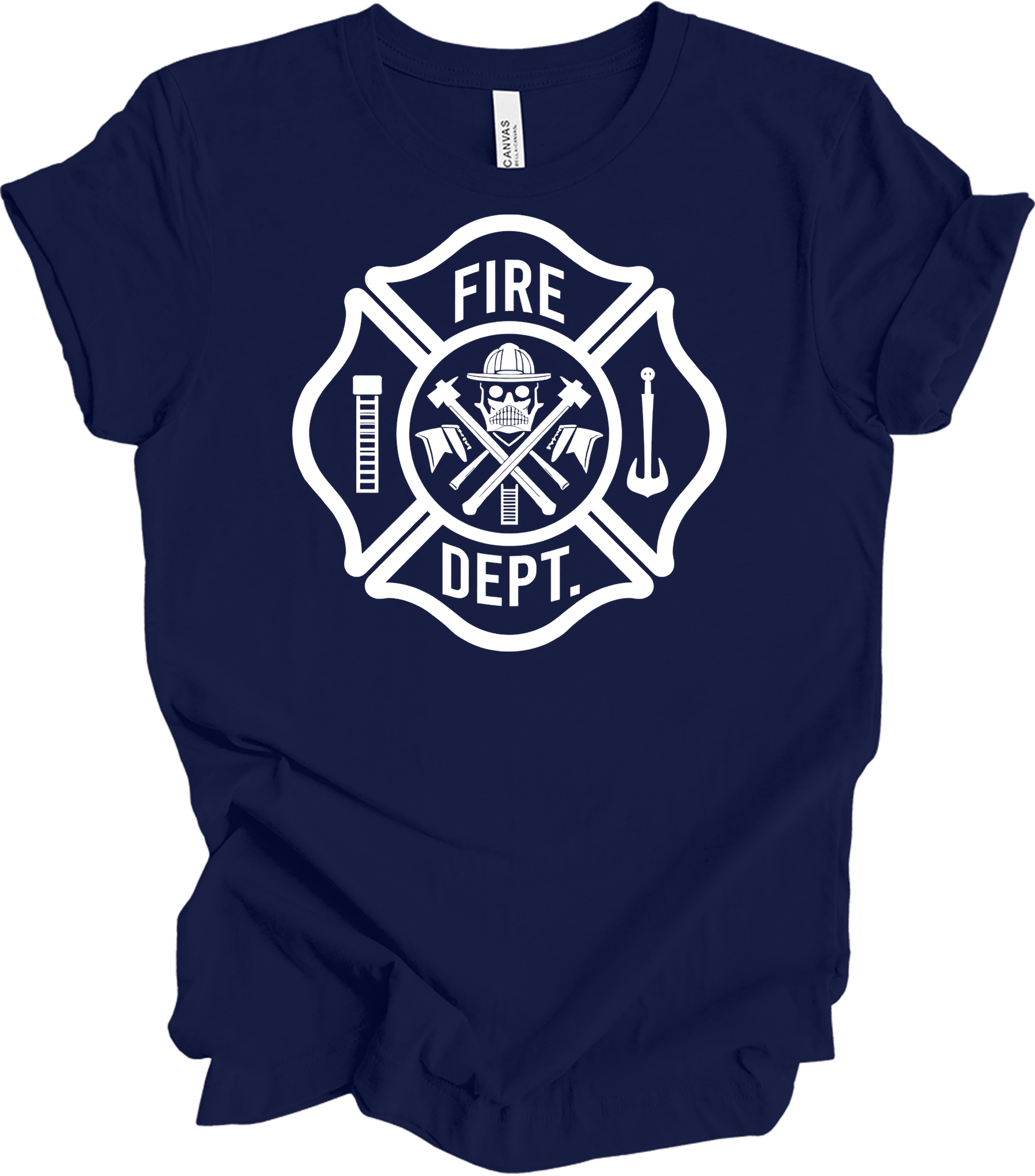 Fire Dept Skull & Axes T-Shirt in Navy