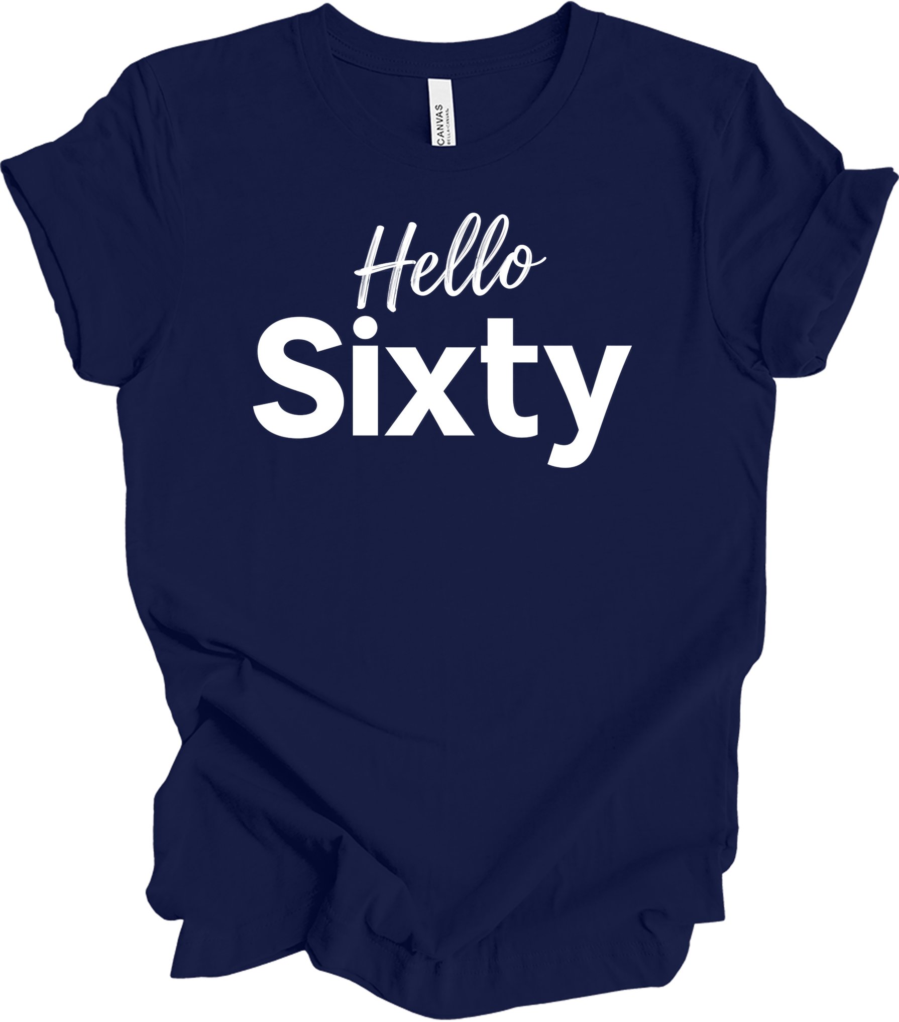 Hello Sixty Birthday T-Shirt in Navy