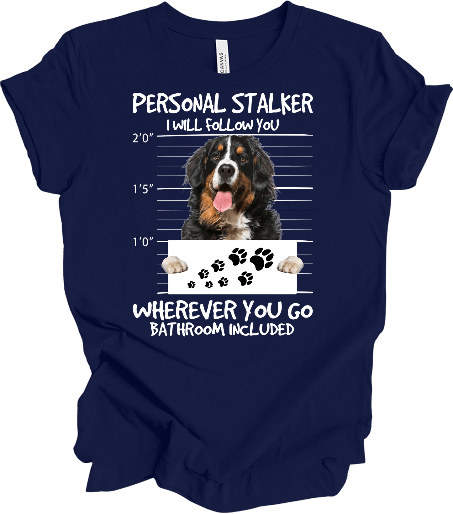 Bernese Dog Stalker Unisex T-Shirt in Navy